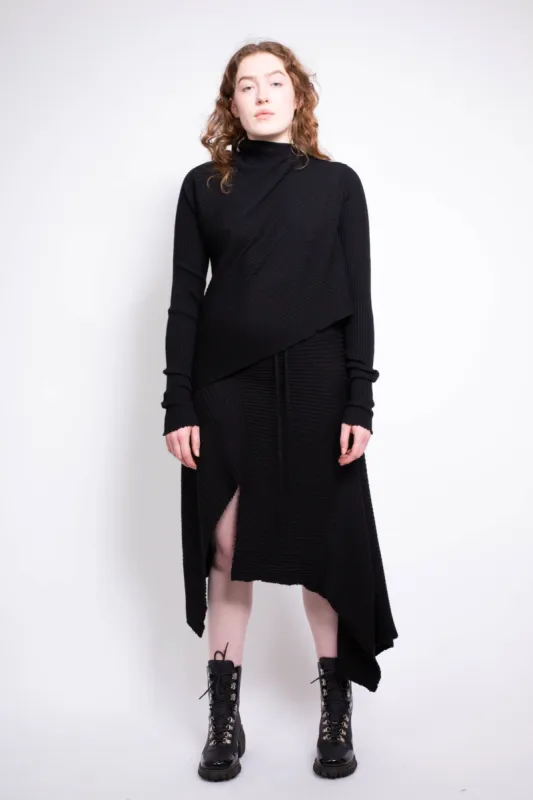 CLASSIC M'A DRAPED MERINO SKIRT IN BLACK sold by Marques ’ Almeida