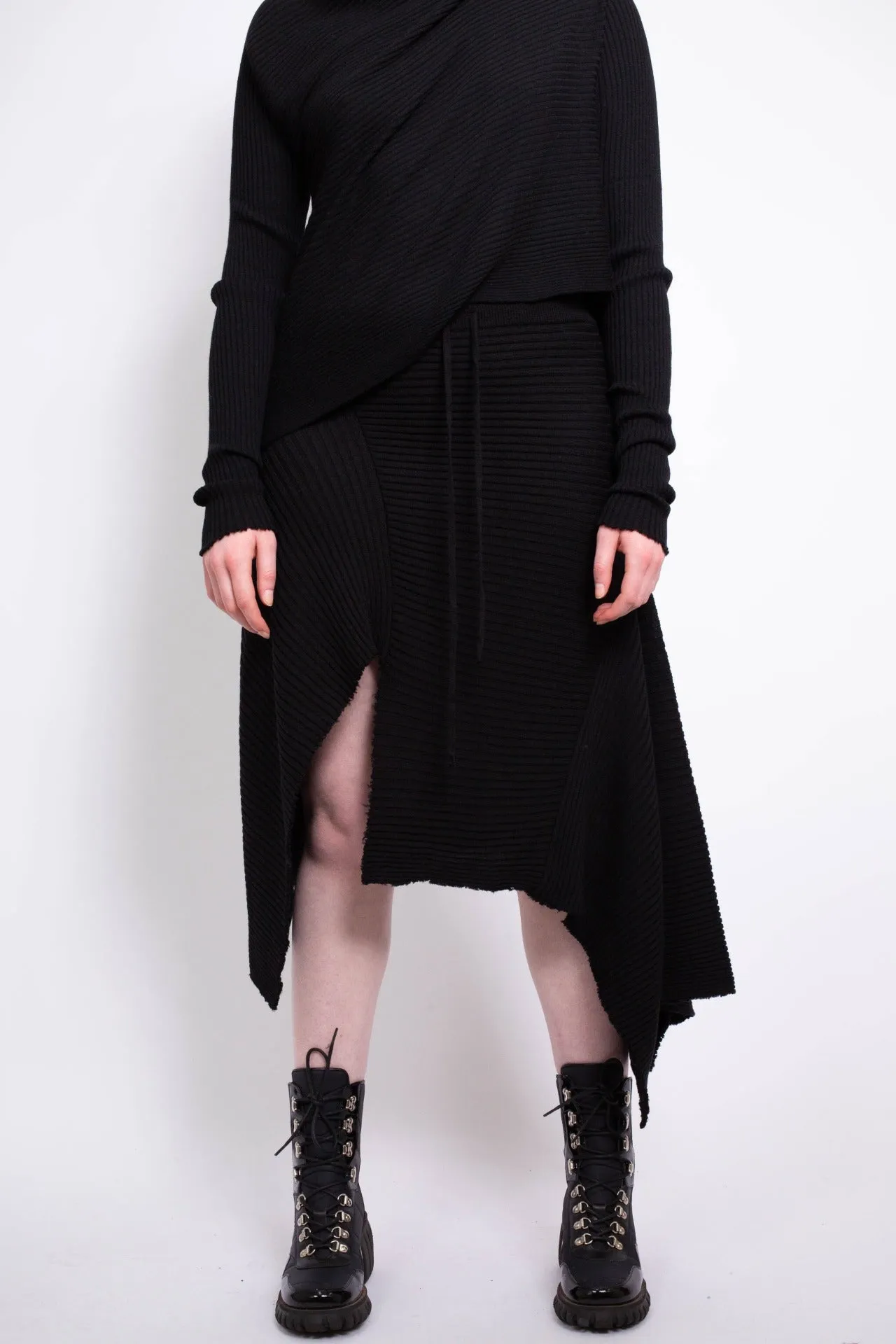 BLACK DRAPED MERINO KNIT SKIRT sold by Marques ’ Almeida product image thumbnail 3