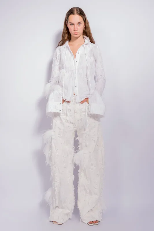 WHITE SHREDDED DENIM BOYFRIEND TROUSERS sold by Marques ’ Almeida
