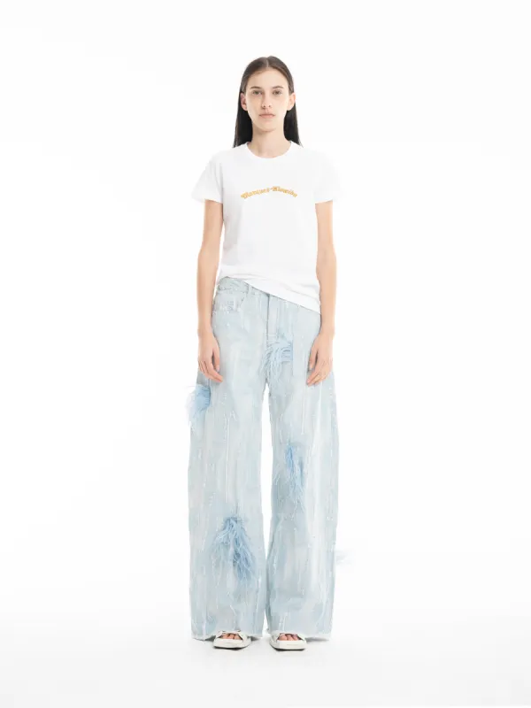 BOYFRIEND TROUSERS IN SHREDDED BABY BLUE DENIM sold by Marques ’ Almeida