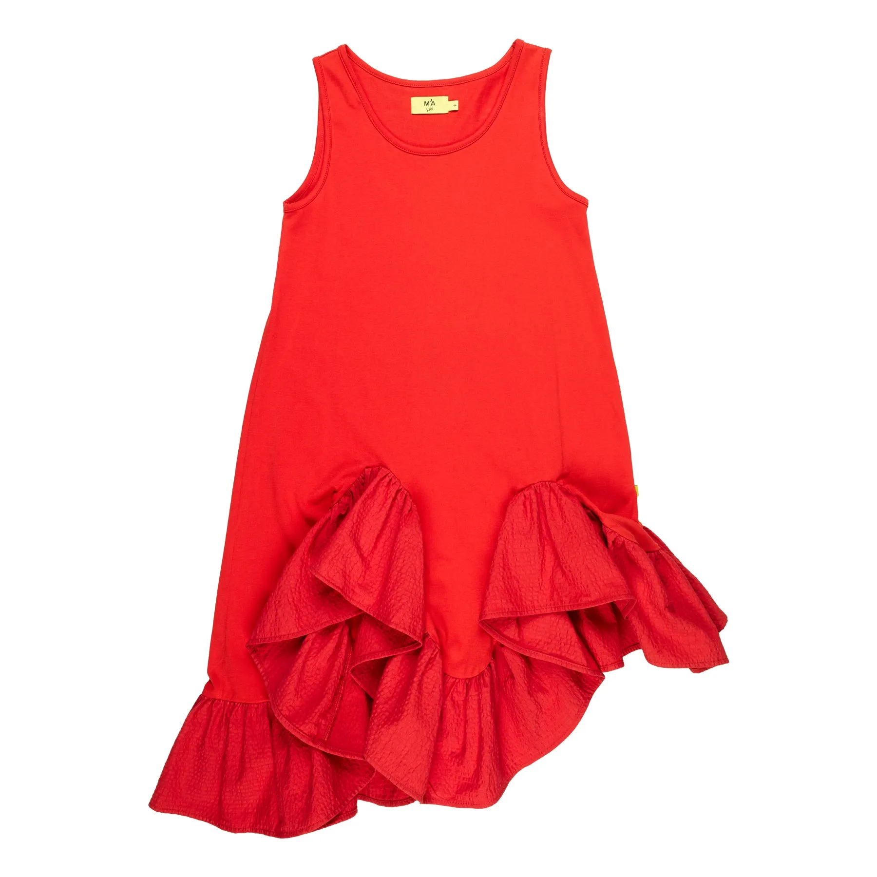 RED SLEEVELESS FLOUNCE DRESS sold by Marques ’ Almeida