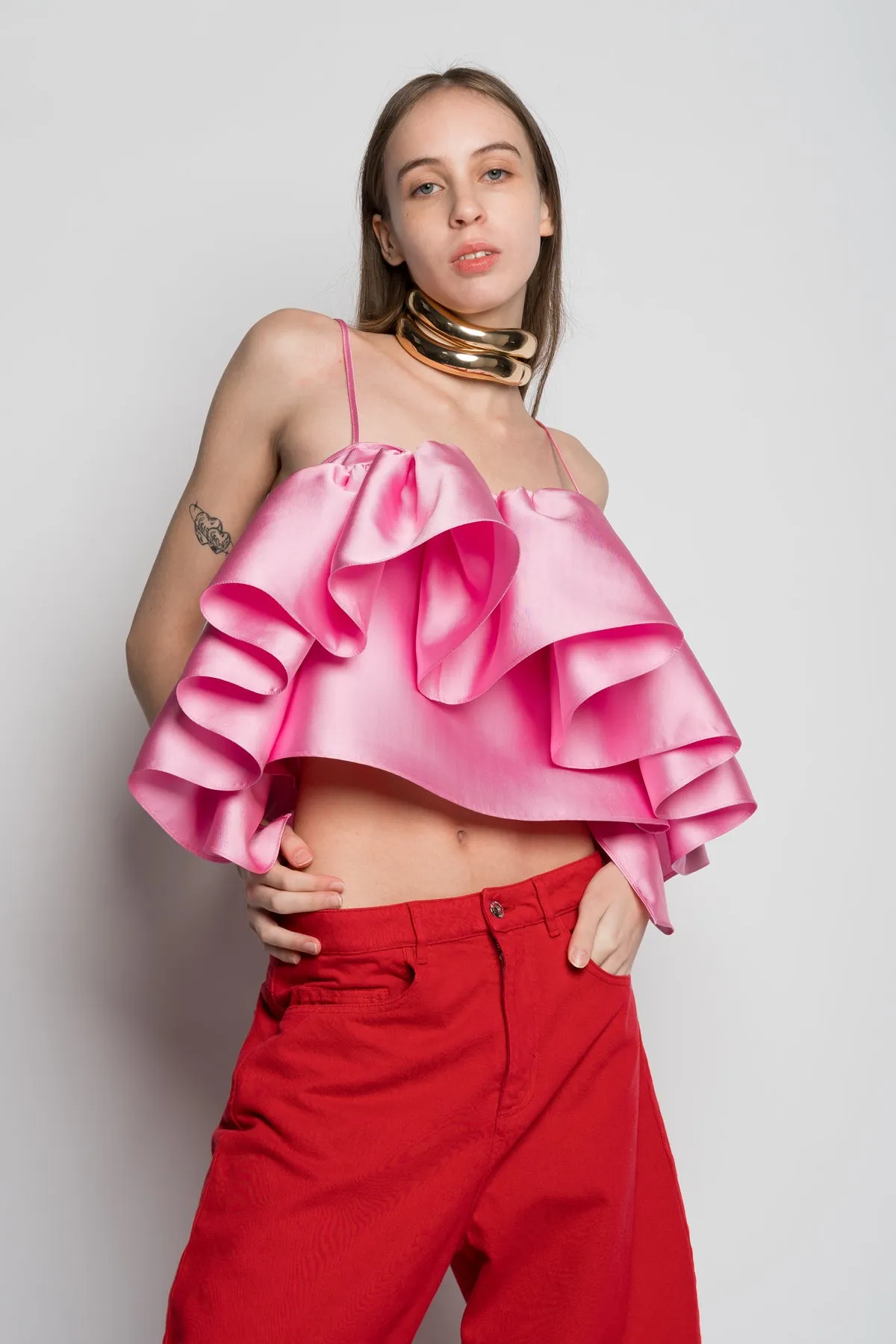PINK FRONT FRILL TOP sold by Marques ’ Almeida
