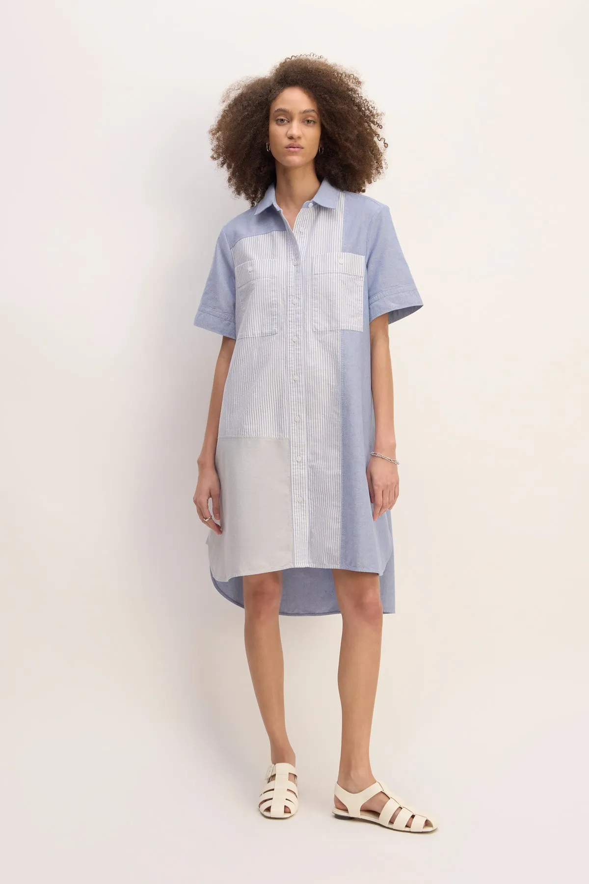 BLUE PATCHWORK SHIRT DRESS sold by Marques ’ Almeida