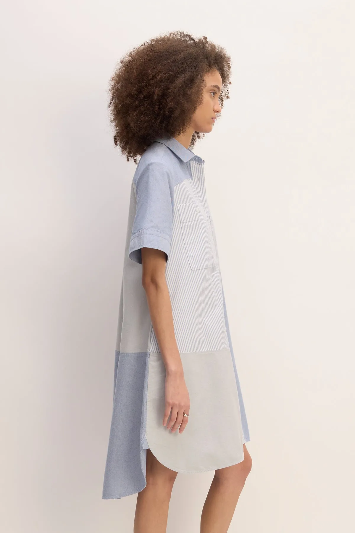 BLUE PATCHWORK SHIRT DRESS sold by Marques ’ Almeida product image thumbnail 4