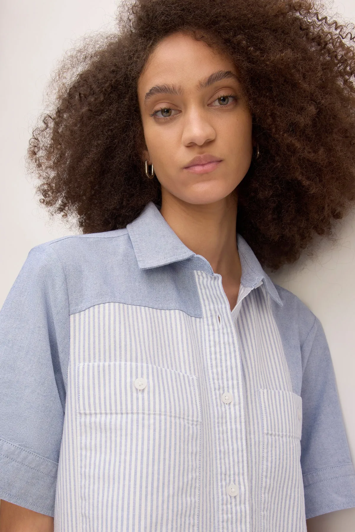 BLUE PATCHWORK SHIRT DRESS sold by Marques ’ Almeida product image thumbnail 5