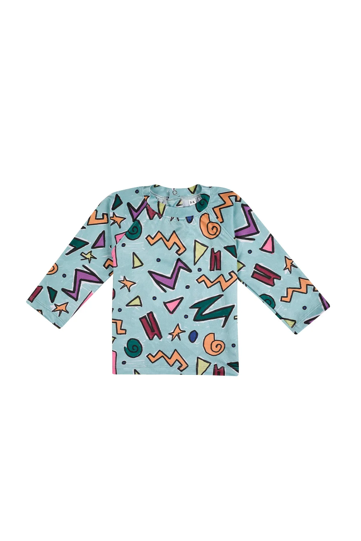 TURQUOISE SQUIGGLE PRINT LONG SLEEVE SWIM TOP sold by Marques ’ Almeida product image thumbnail 2
