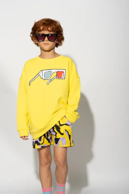 YELLOW 3D GLASSES PRINT SWEATSHIRT sold by Marques ’ Almeida