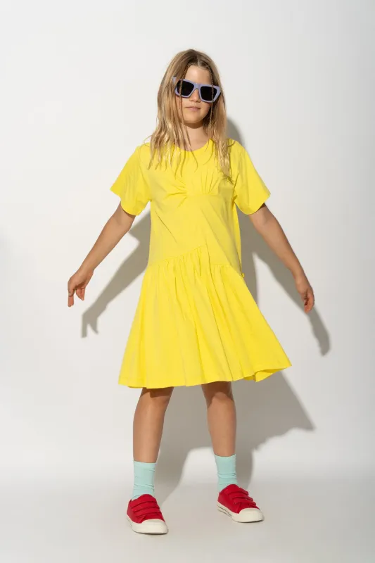 YELLOW GATHERED DRESS made by Marques ’ Almeida