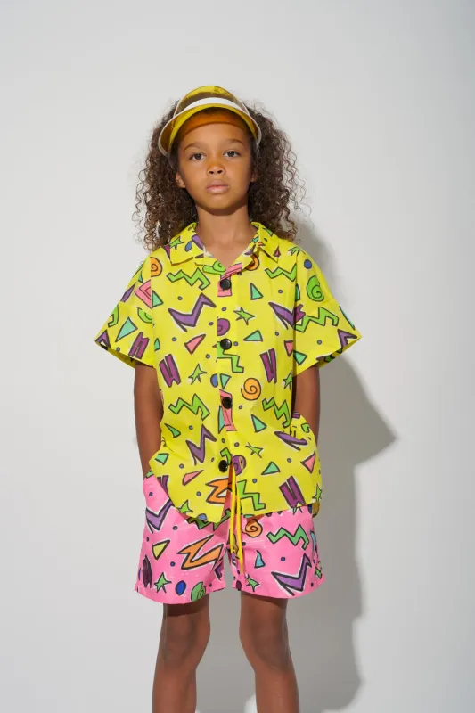 YELLOW SQUIGGLE PRINT SHORT SLEEVE SHIRT made by Marques ’ Almeida