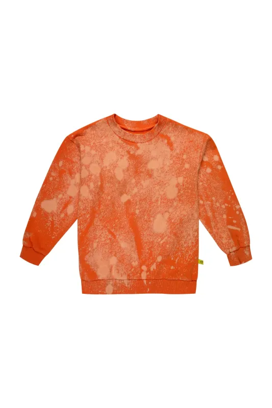 ORANGE AND YELLOW SPLATTERED FLEECE CREW NECK sold by Marques ’ Almeida