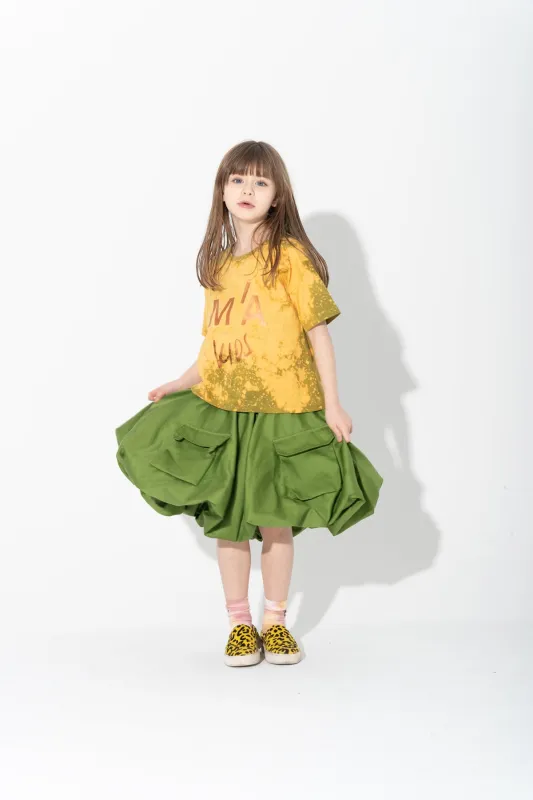 KHAKI AND ORANGE SPLATTERED LOGO T-SHIRT made by Marques ’ Almeida