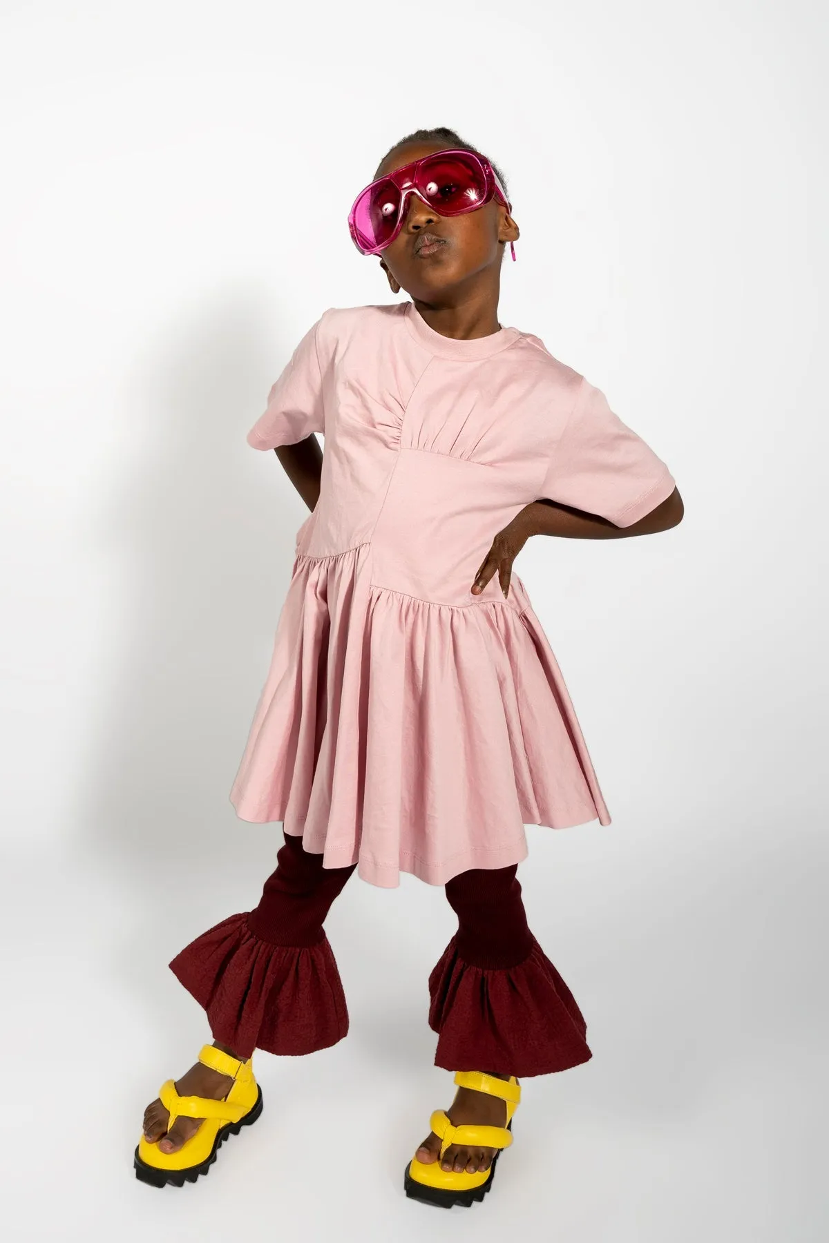PINK GATHERED JERSEY T-SHIRT DRESS sold by Marques ’ Almeida product image thumbnail 5