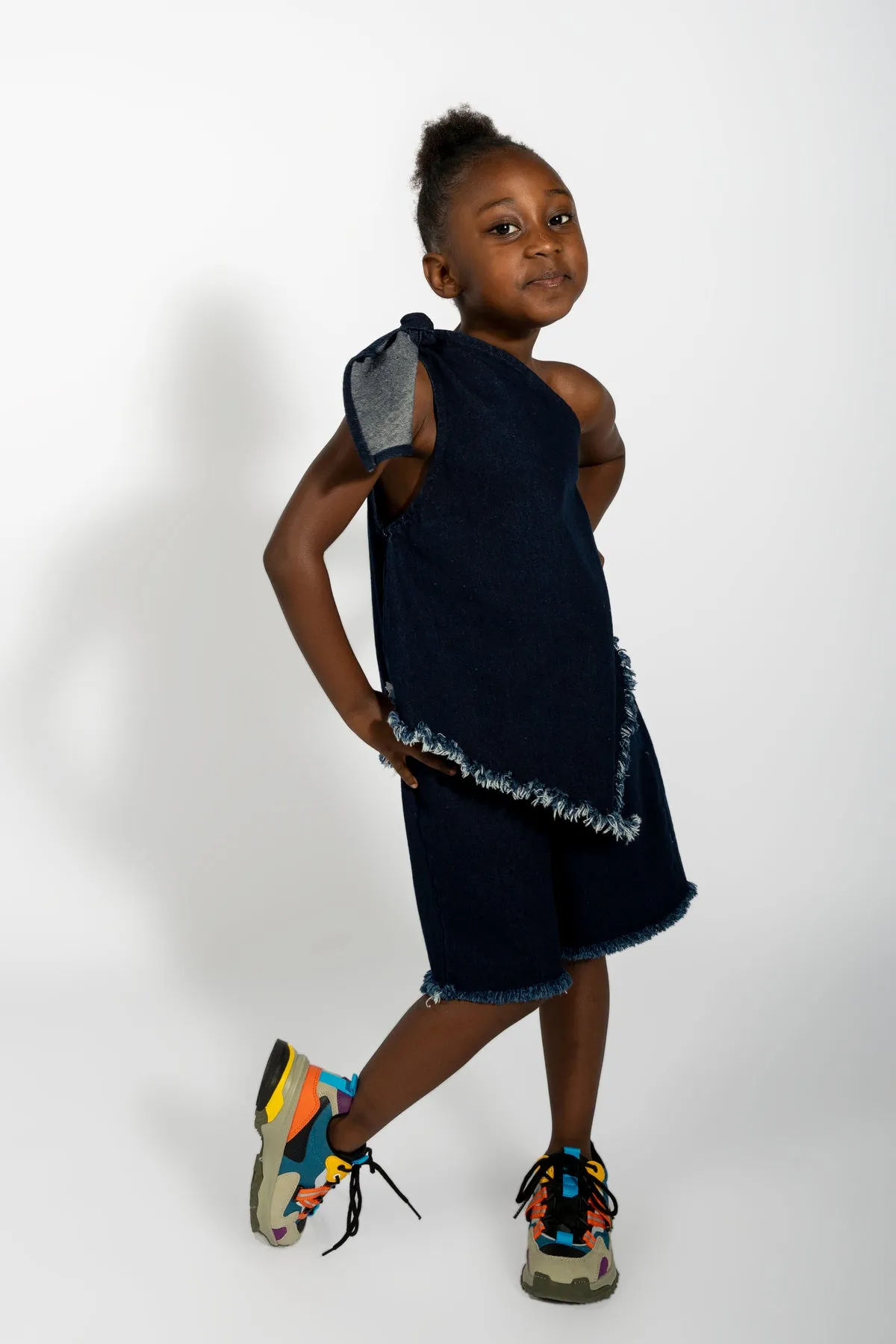 NAVY DENIM ONE SHOULDER KNOT TOP sold by Marques ’ Almeida product image thumbnail 5