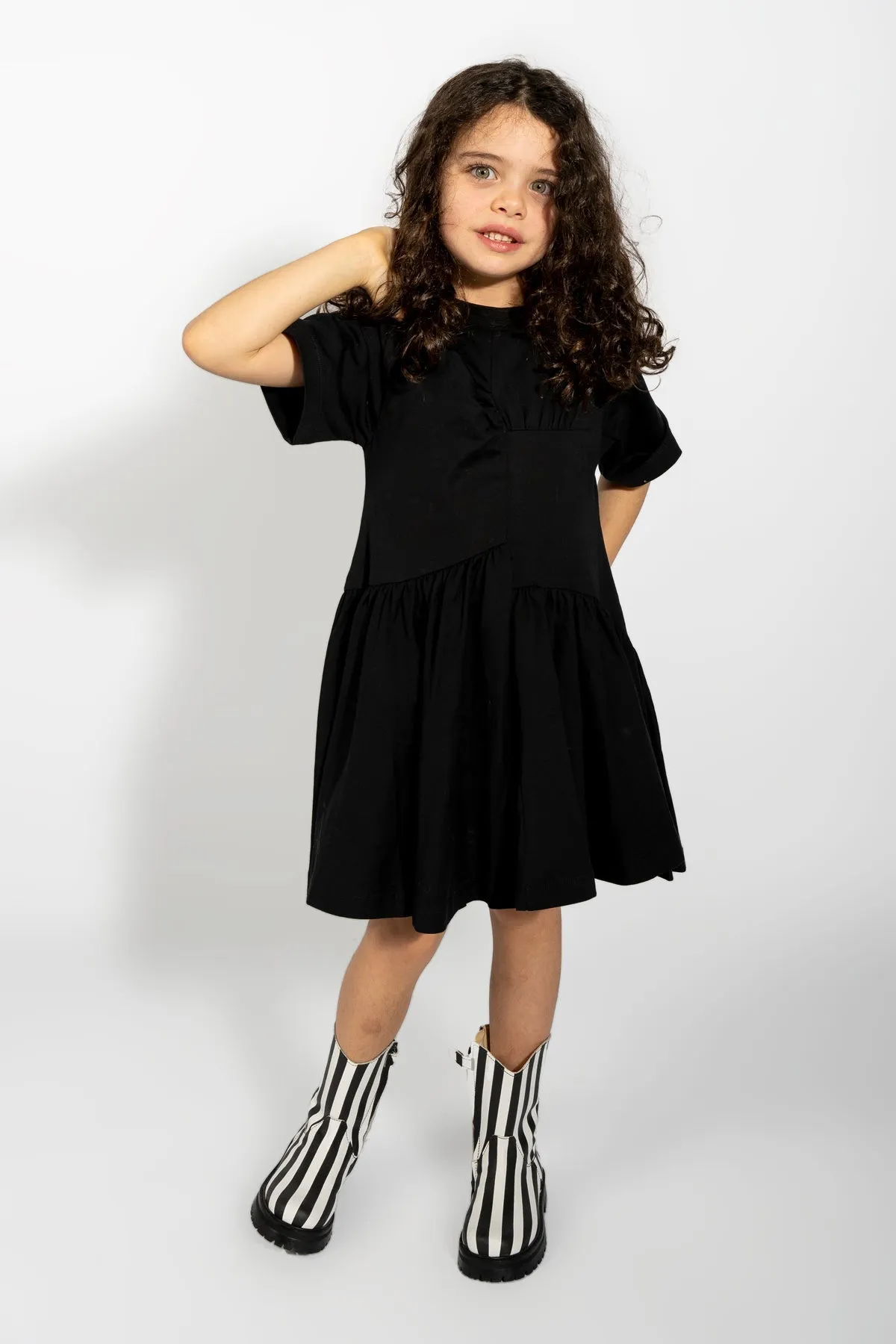 BLACK GATHERED JERSEY T-SHIRT DRESS sold by Marques ’ Almeida