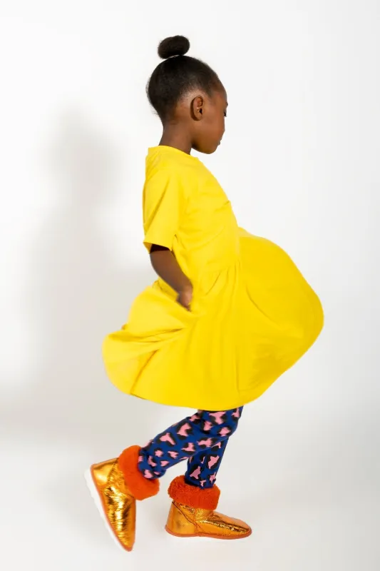 YELLOW GATHERED JERSEY T-SHIRT DRESS made by Marques ’ Almeida