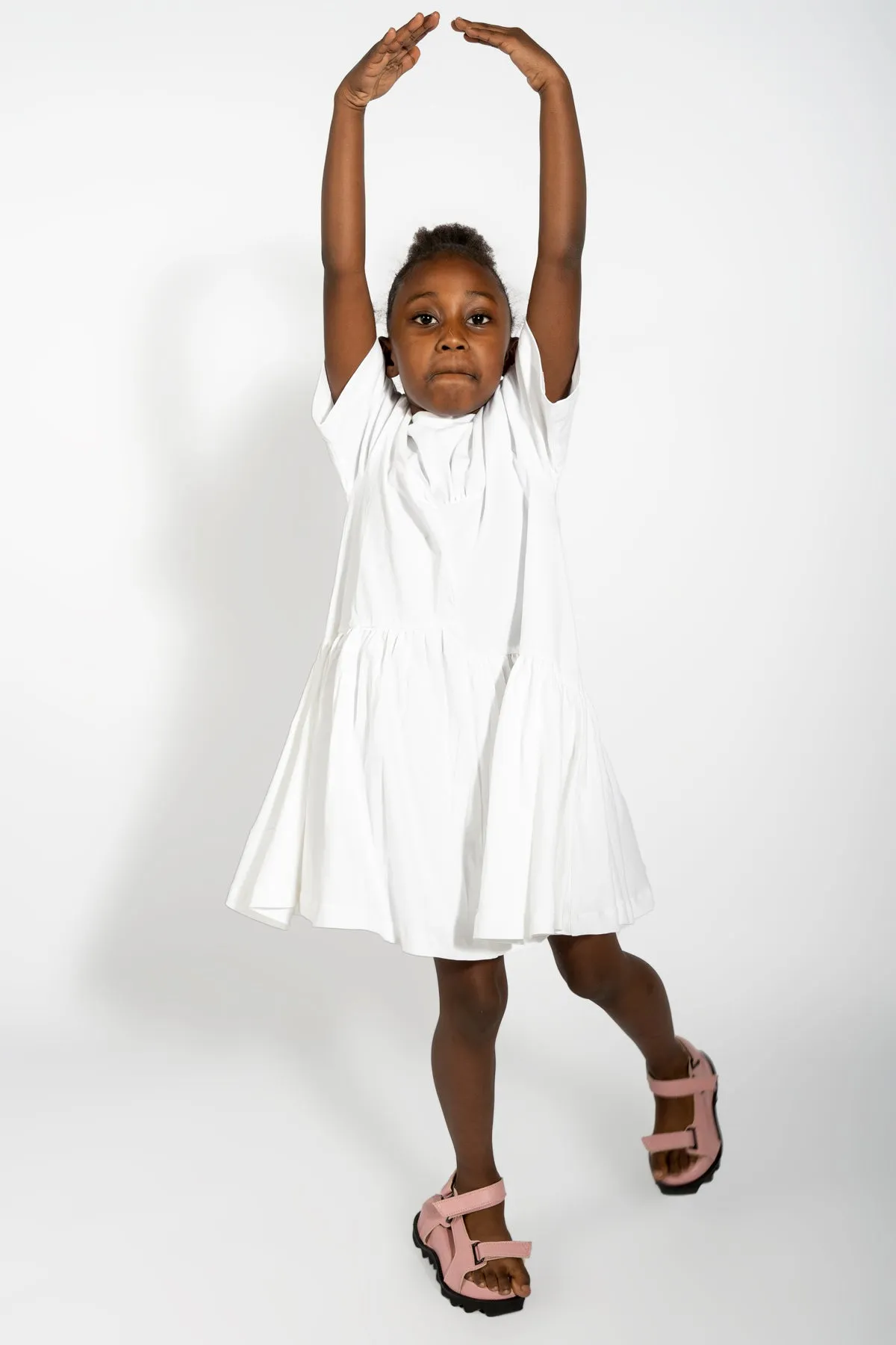 WHITE GATHERED JERSEY T-SHIRT DRESS sold by Marques ’ Almeida