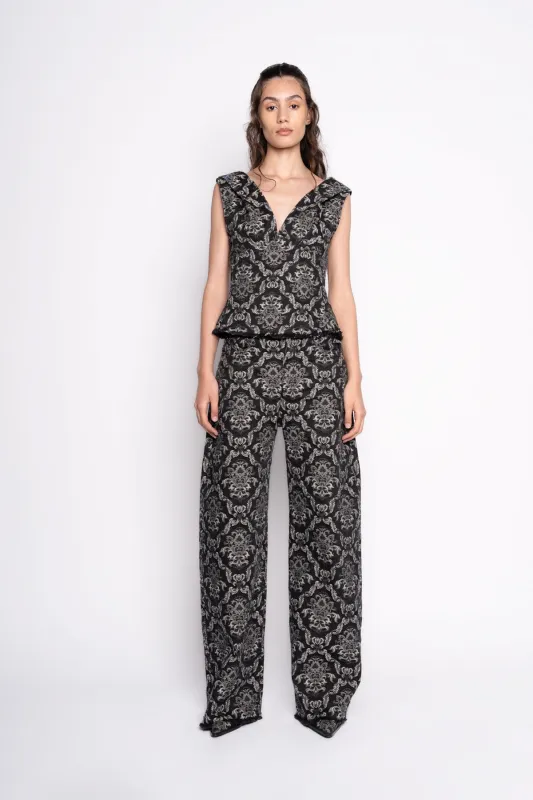 BLACK BROCADE DENIM BOYFRIEND TROUSERS sold by Marques ’ Almeida