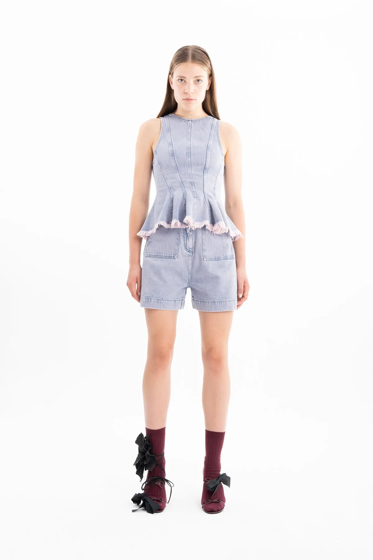 LILAC OVERDYE DENIM PATCH POCKETS SHORTS sold by Marques ’ Almeida product image thumbnail 5