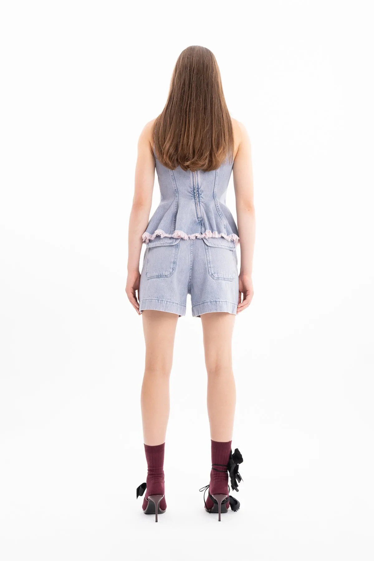 LILAC OVERDYE DENIM PATCH POCKETS SHORTS sold by Marques ’ Almeida product image thumbnail 2