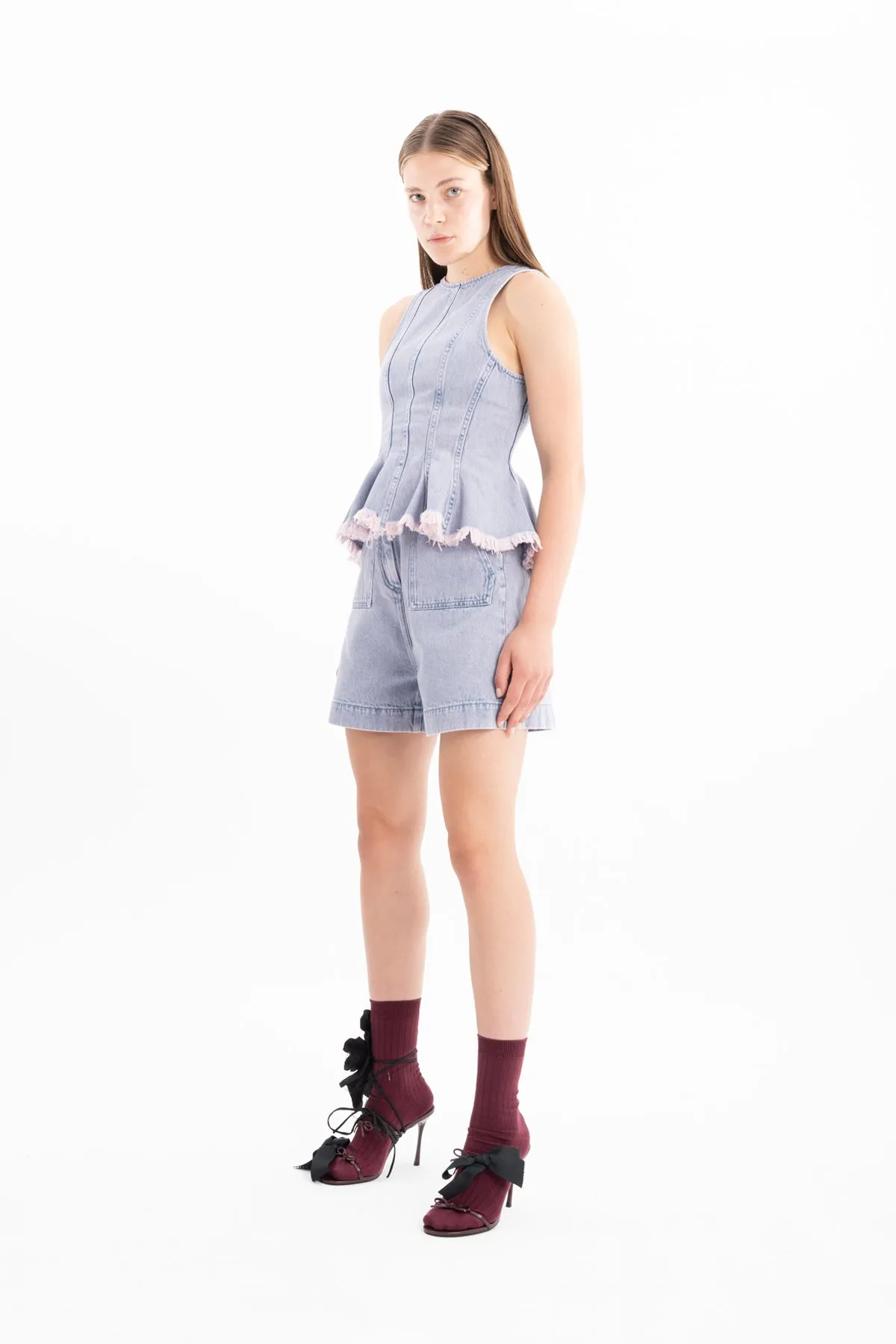 LILAC OVERDYE DENIM PATCH POCKETS SHORTS sold by Marques ’ Almeida product image thumbnail 4