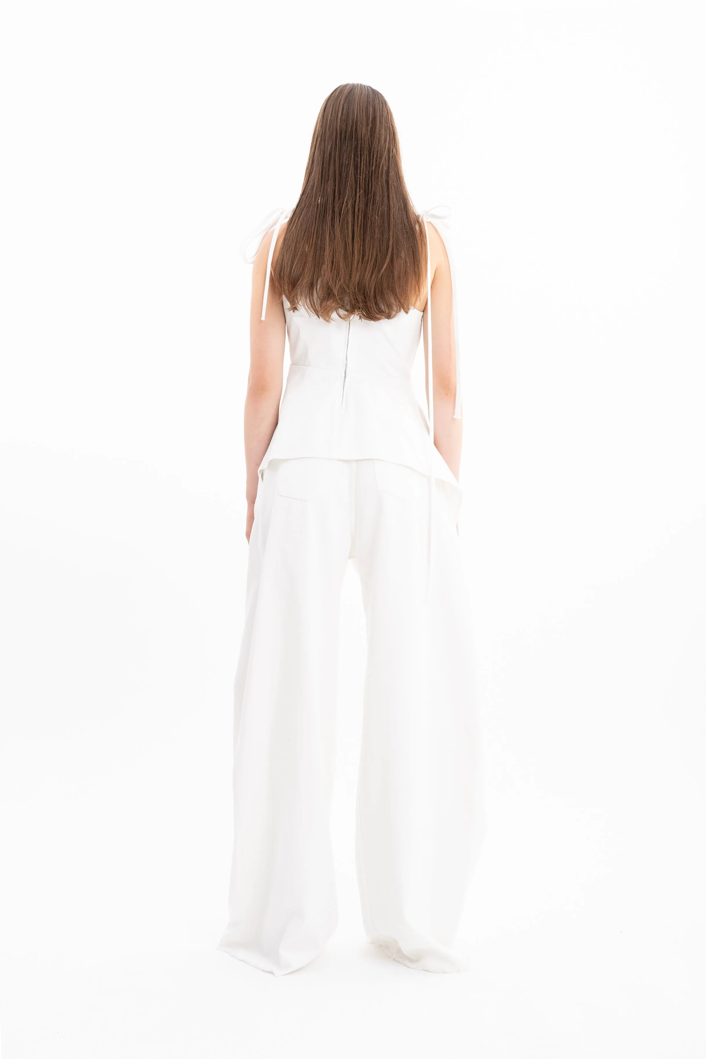 WHITE DENIM AND LACE STRAP TOP WITH ASYMMETRIC HEM sold by Marques ’ Almeida product image thumbnail 2