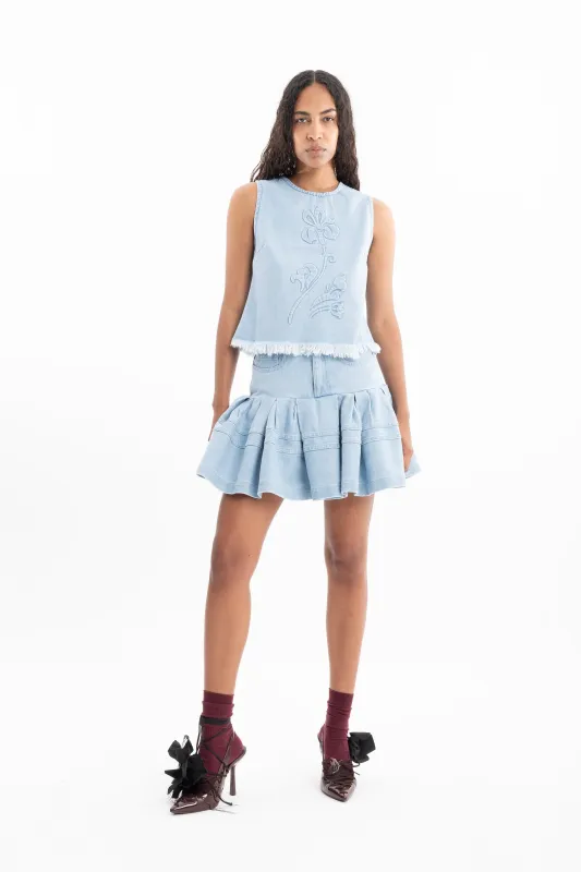 LIGHT BLUE DENIM FLOUNCE MINI SKORTS sold by Marques ’ Almeida