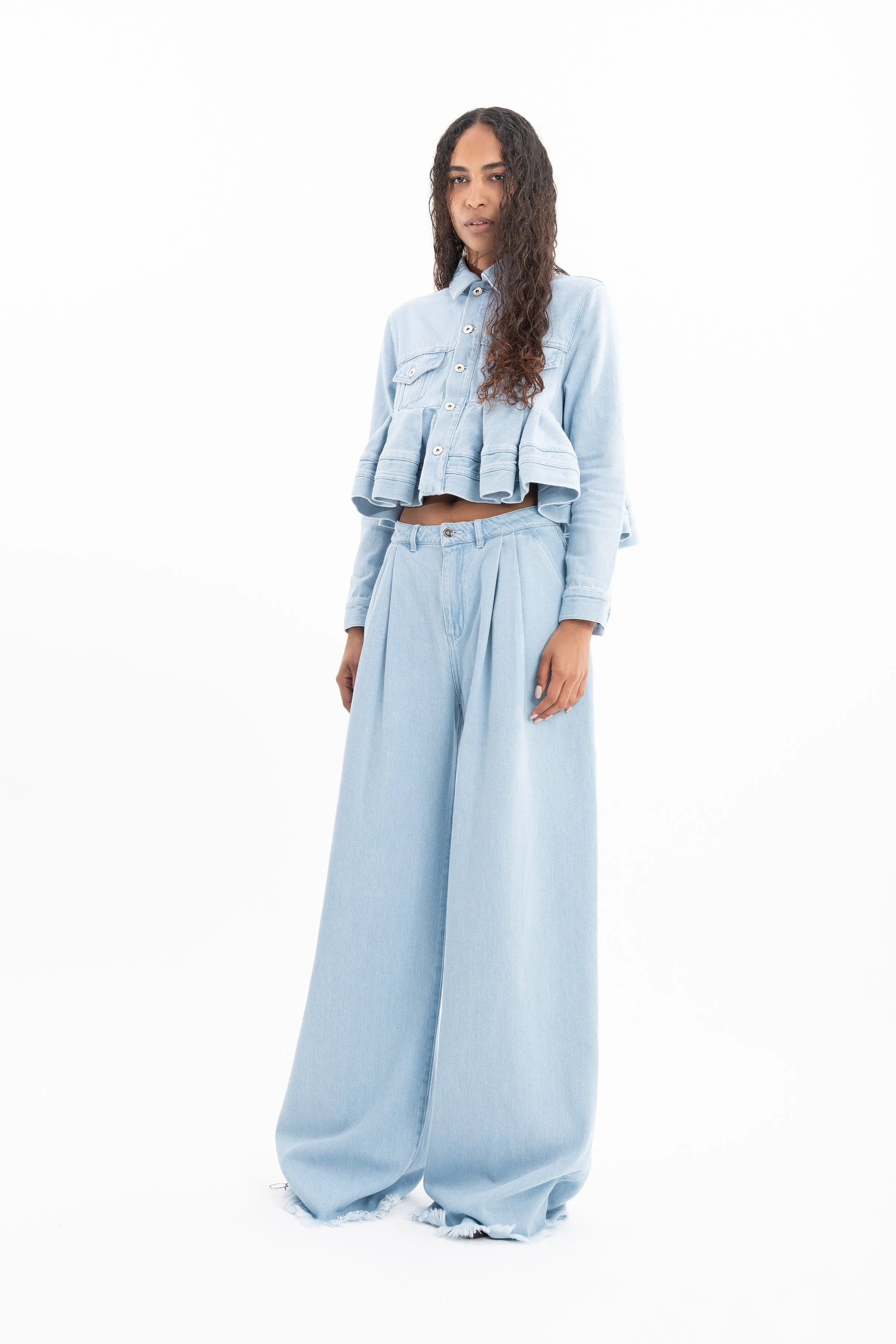 LIGHT BLUE DENIM PLEATED JEANS sold by Marques ’ Almeida product image thumbnail 3