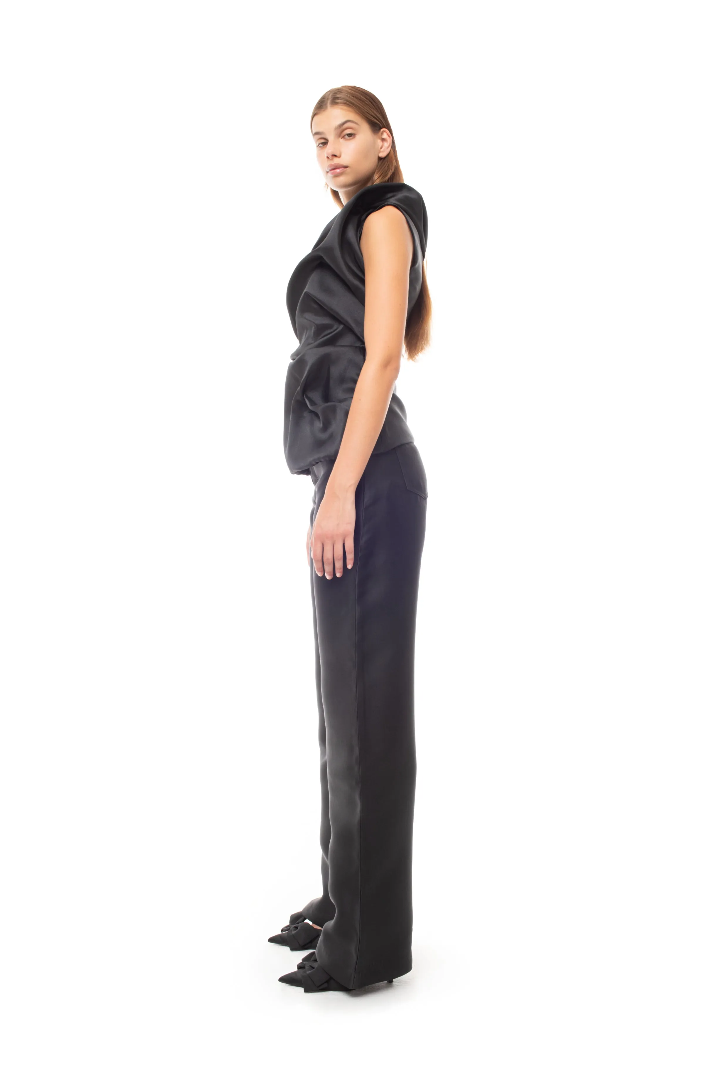 BLACK MIKADO SLEEVELESS DRAPED TOP sold by Marques ’ Almeida product image thumbnail 5