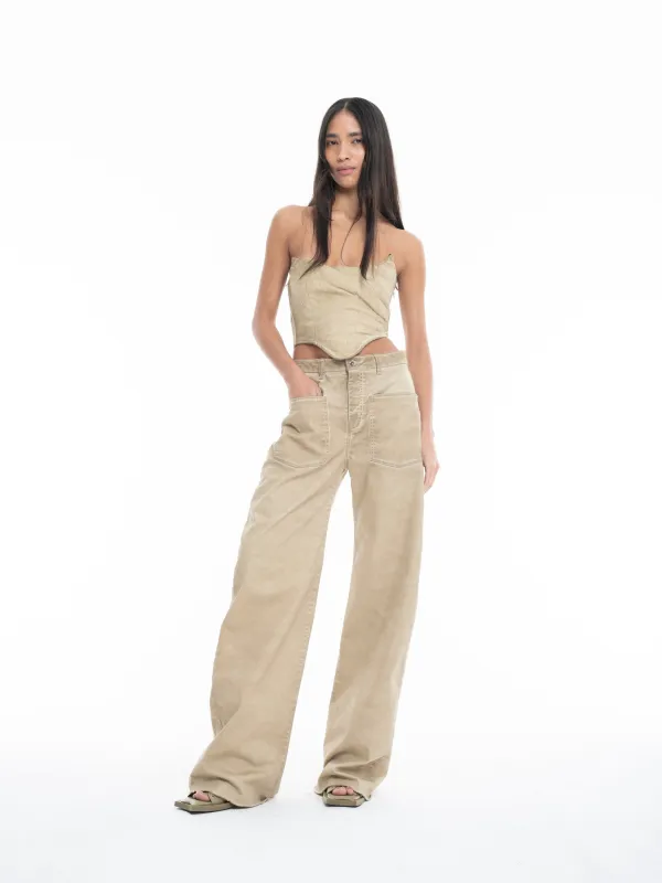 KHAKI DRILL BOYFRIEND TROUSERS WITH PATCH POCKETS made by Marques ’ Almeida