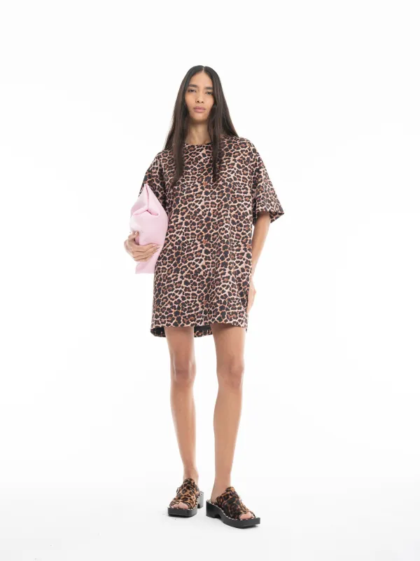 BONDED SATIN T-SHIRT DRESS IN LEOPARD PRINT sold by Marques ’ Almeida