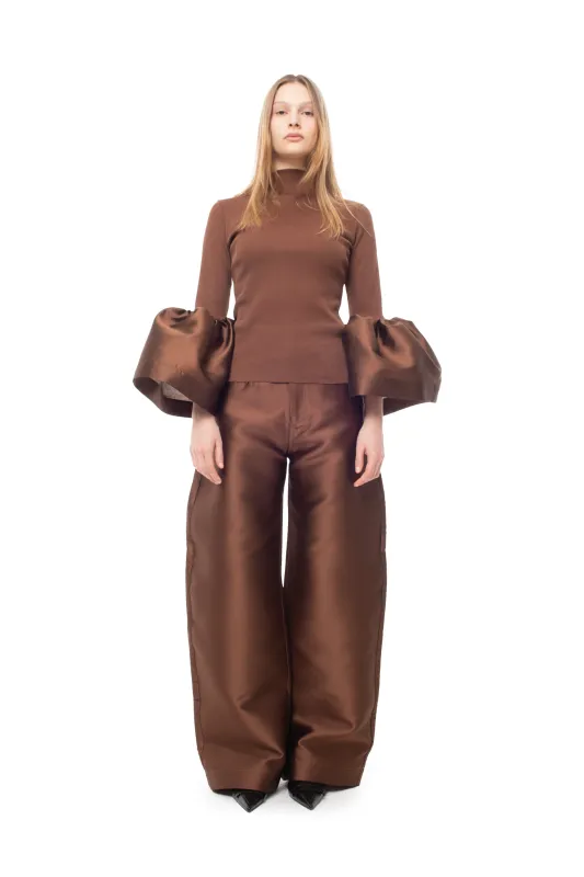 BROWN MIKADO BOYFRIEND TROUSERS sold by Marques ’ Almeida