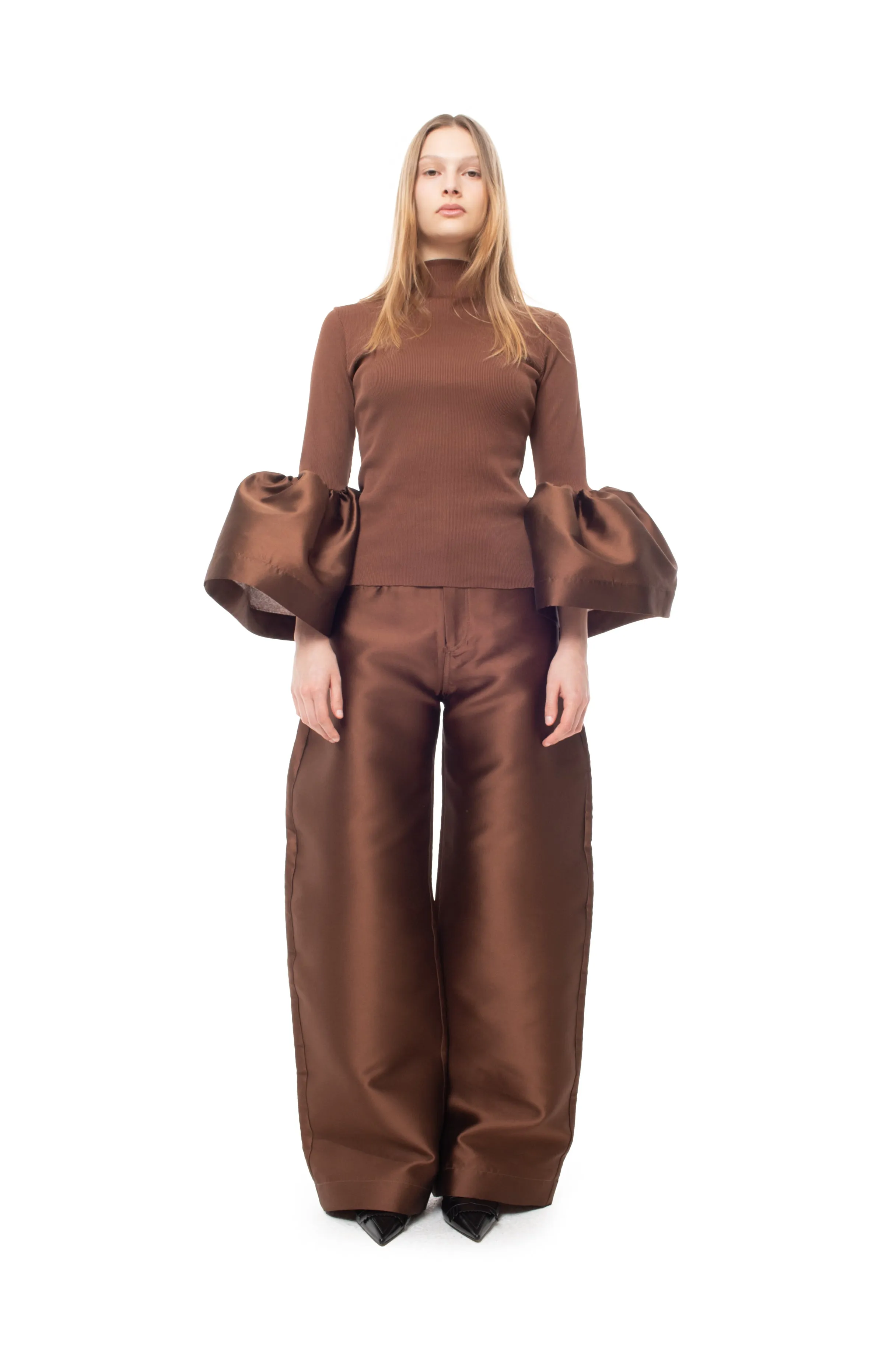 BROWN MIKADO BOYFRIEND TROUSERS sold by Marques ’ Almeida