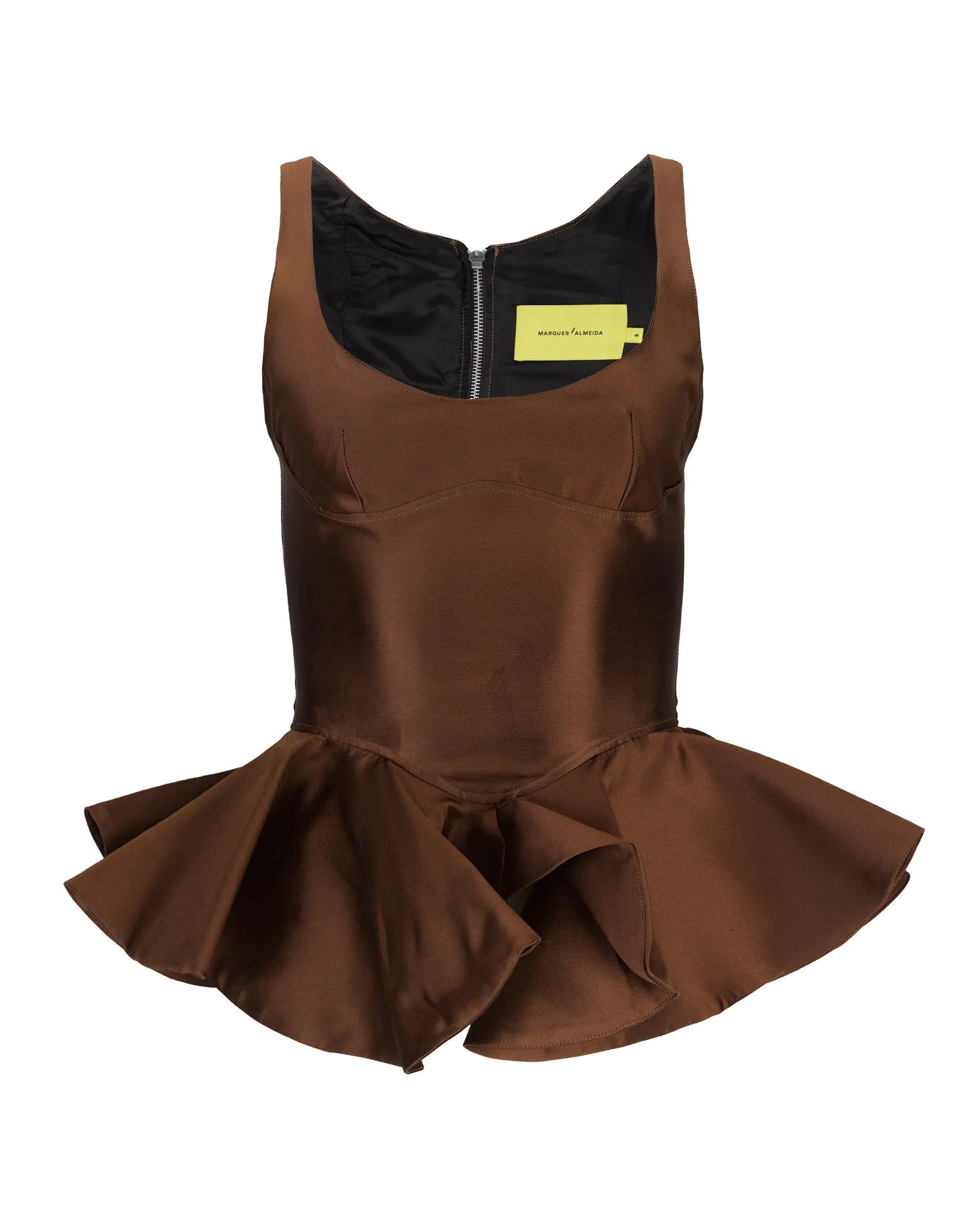 BROWN MIKADO CORSET WITH PEPLUM sold by Marques ’ Almeida product image thumbnail 2