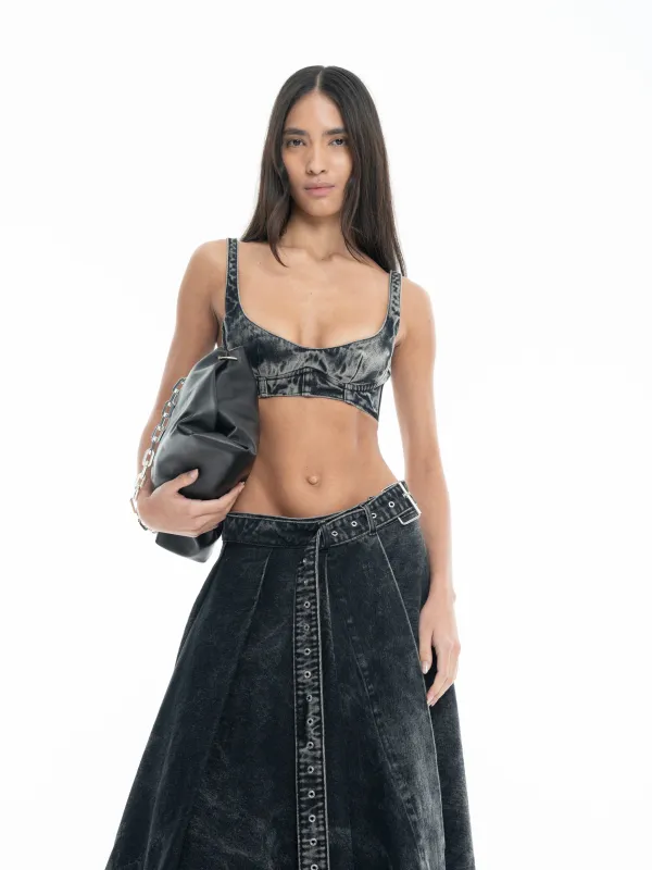 BLACK ACID WASH DENIM BRA made by Marques ’ Almeida