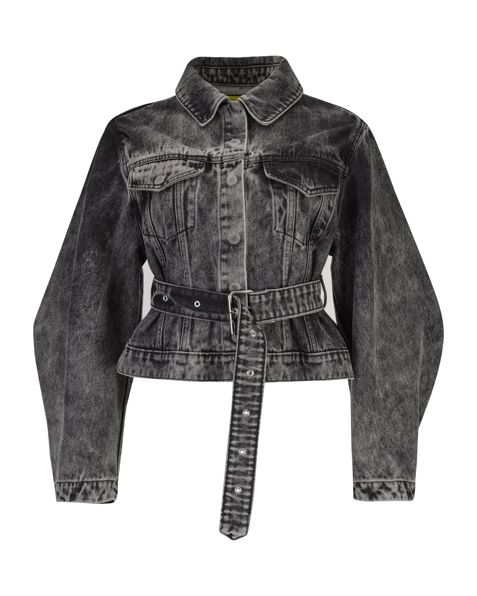BLACK ACID WASH DENIM TRUCKER JACKET sold by Marques ’ Almeida product image thumbnail 2
