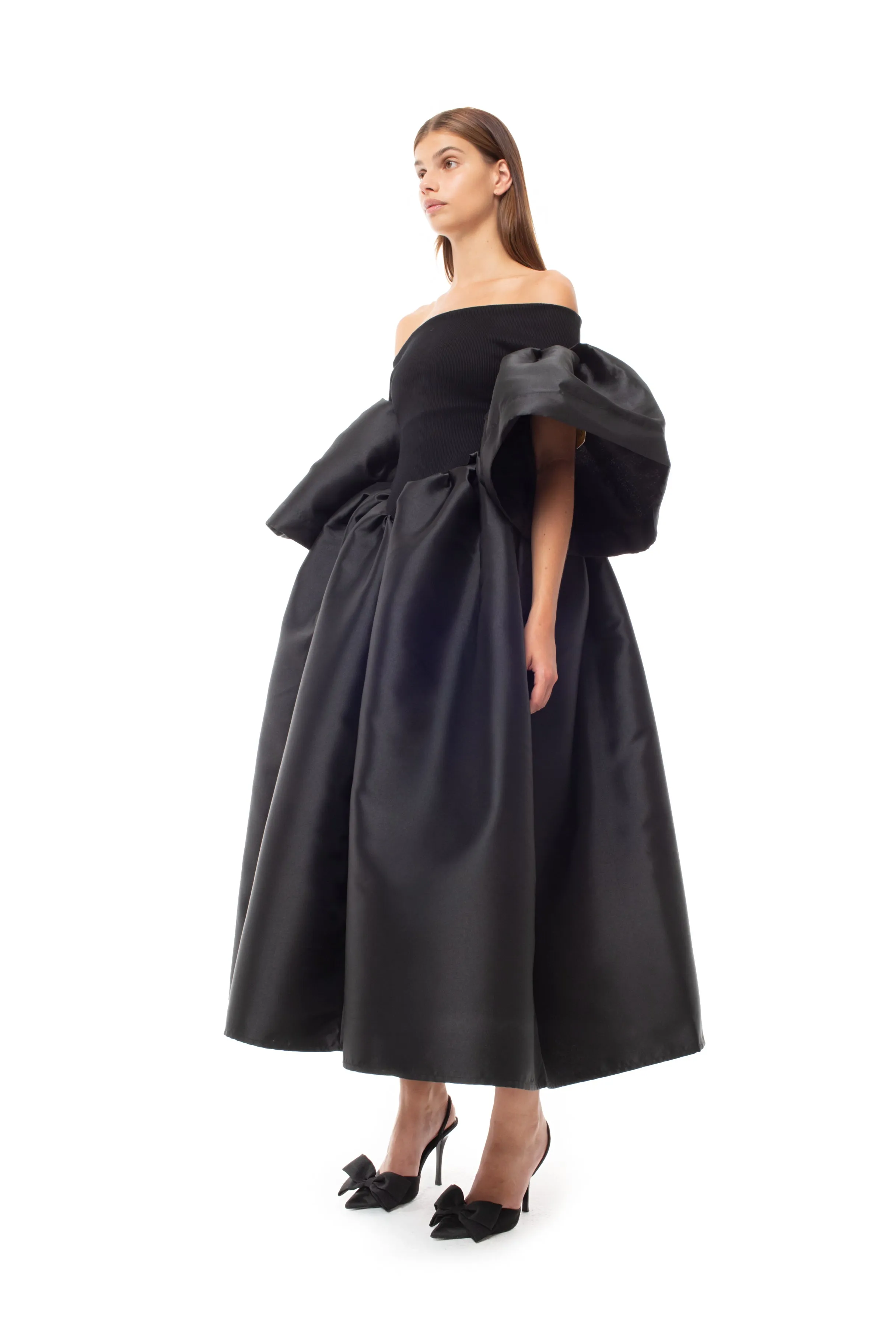 BLACK OFF SHOULDER PUFF SLEEVE DRESS sold by Marques ’ Almeida product image thumbnail 5