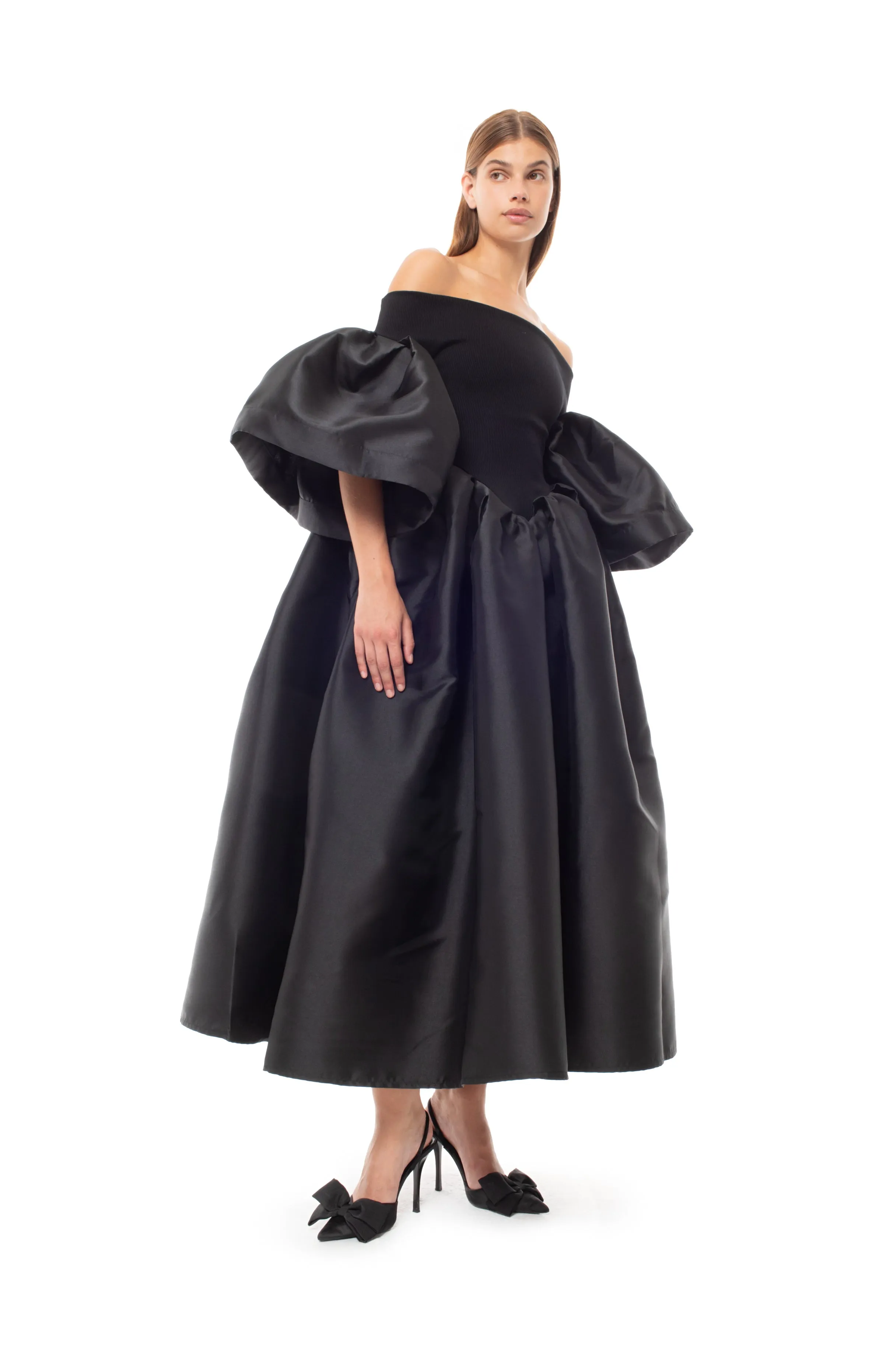 BLACK OFF SHOULDER PUFF SLEEVE DRESS sold by Marques ’ Almeida product image thumbnail 4