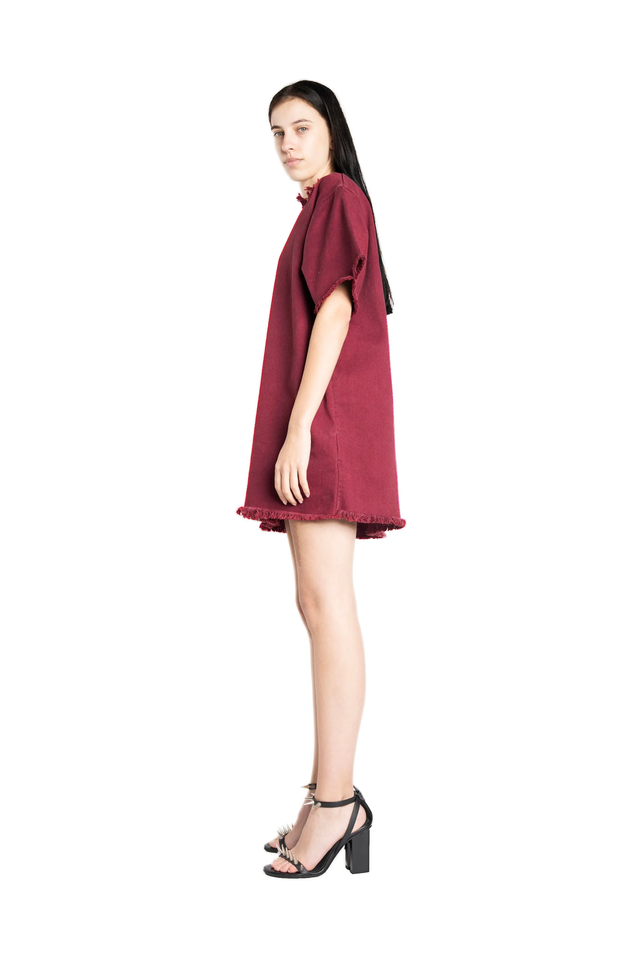 BURGUNDY DRILL T-SHIRT DRESS sold by Marques ’ Almeida product image thumbnail 2