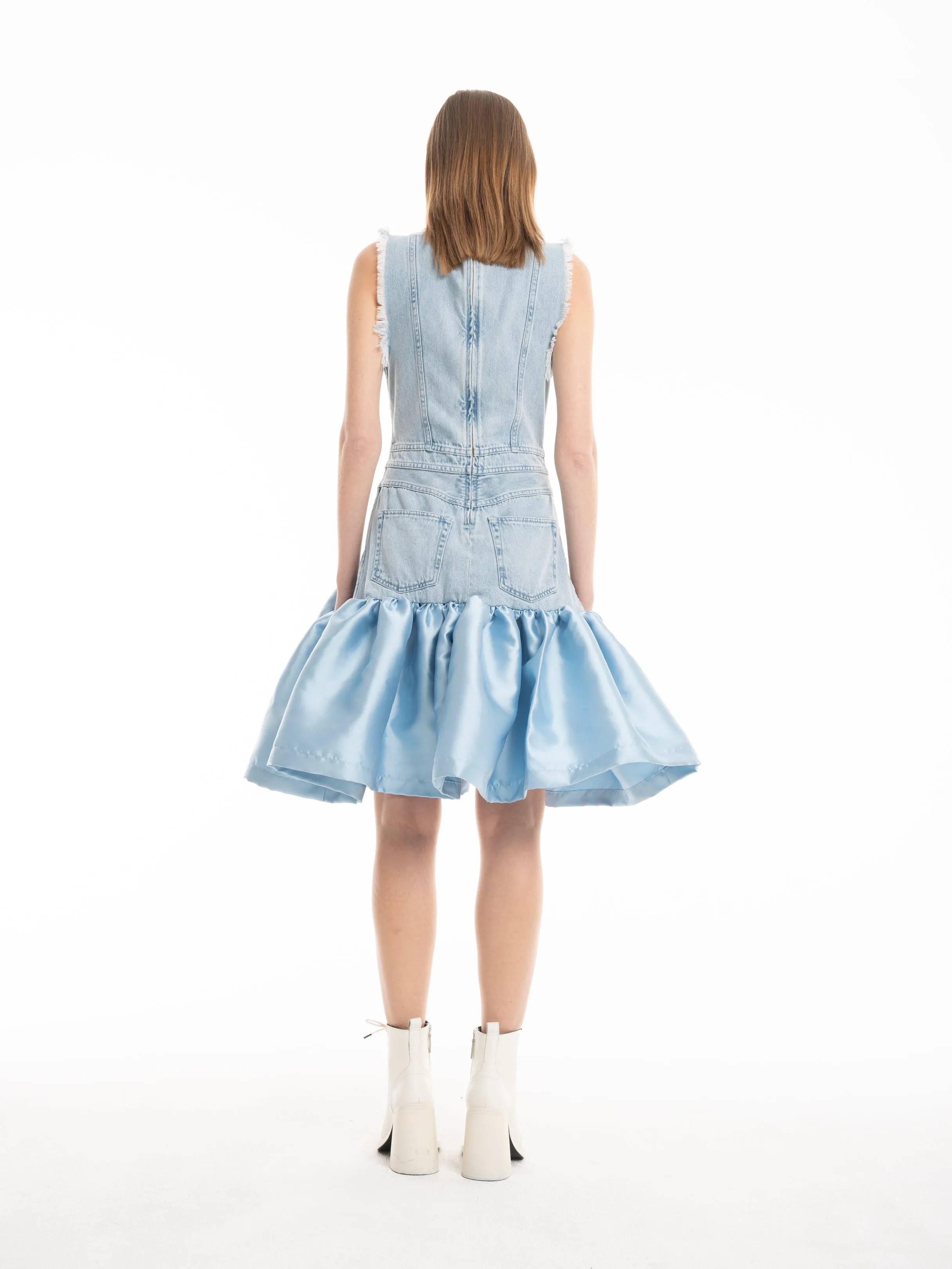 LIGHT BLUE DENIM DRESS WITH MIKADO HEM sold by Marques ’ Almeida product image thumbnail 3
