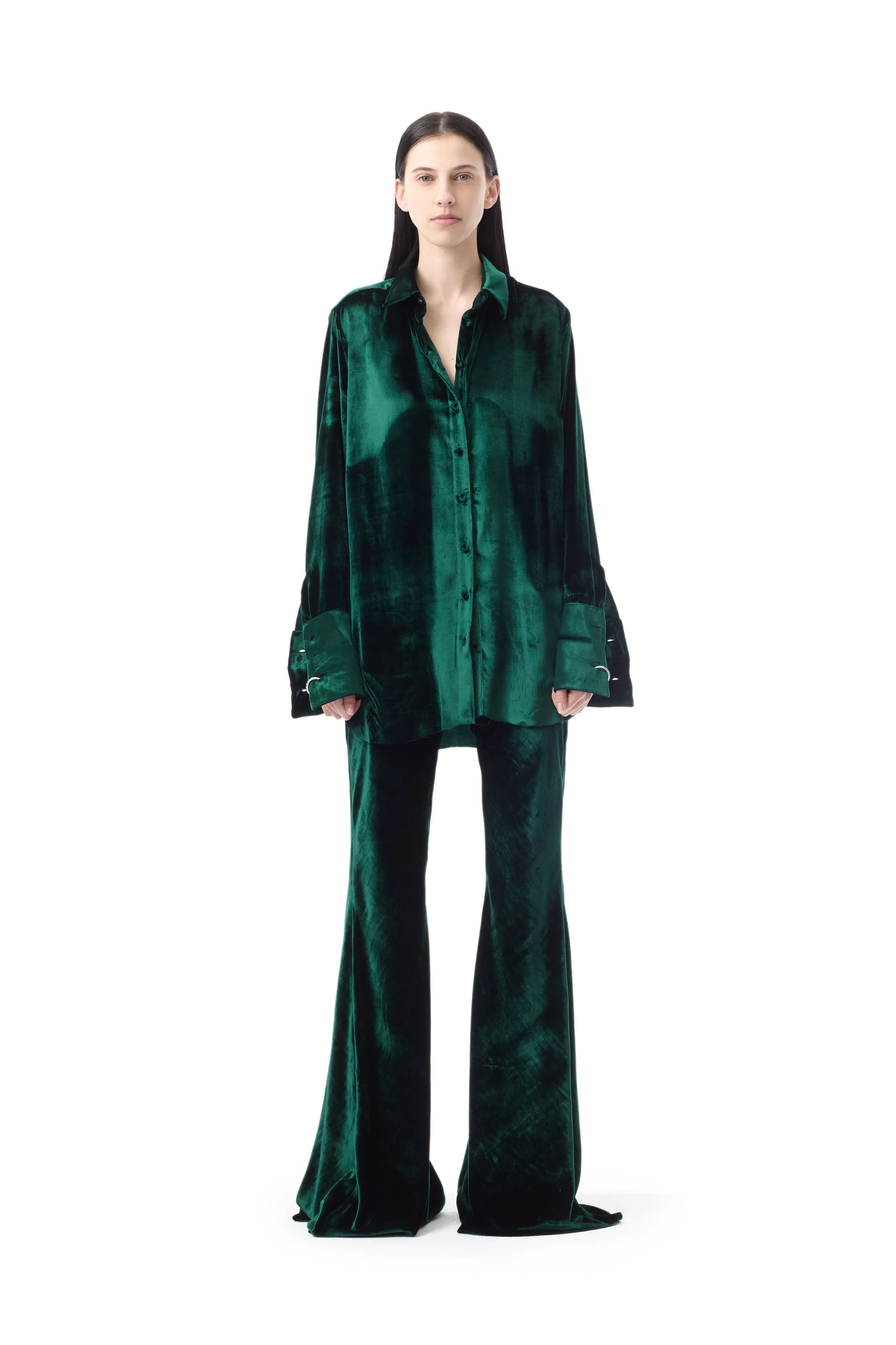 GREEN VELVET FLARE TROUSERS sold by Marques ’ Almeida product image thumbnail 5