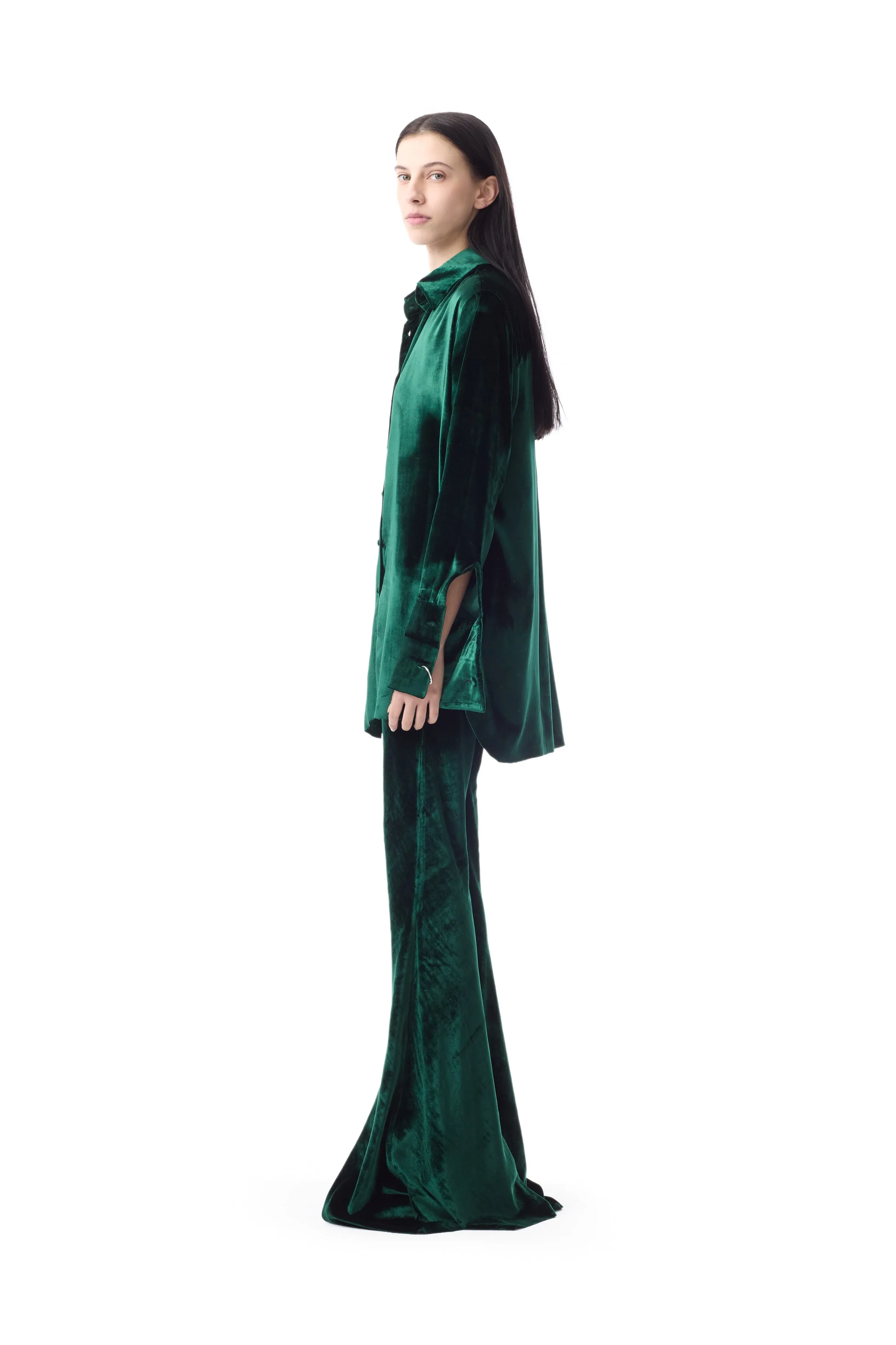 GREEN VELVET FLARE TROUSERS sold by Marques ’ Almeida product image thumbnail 4