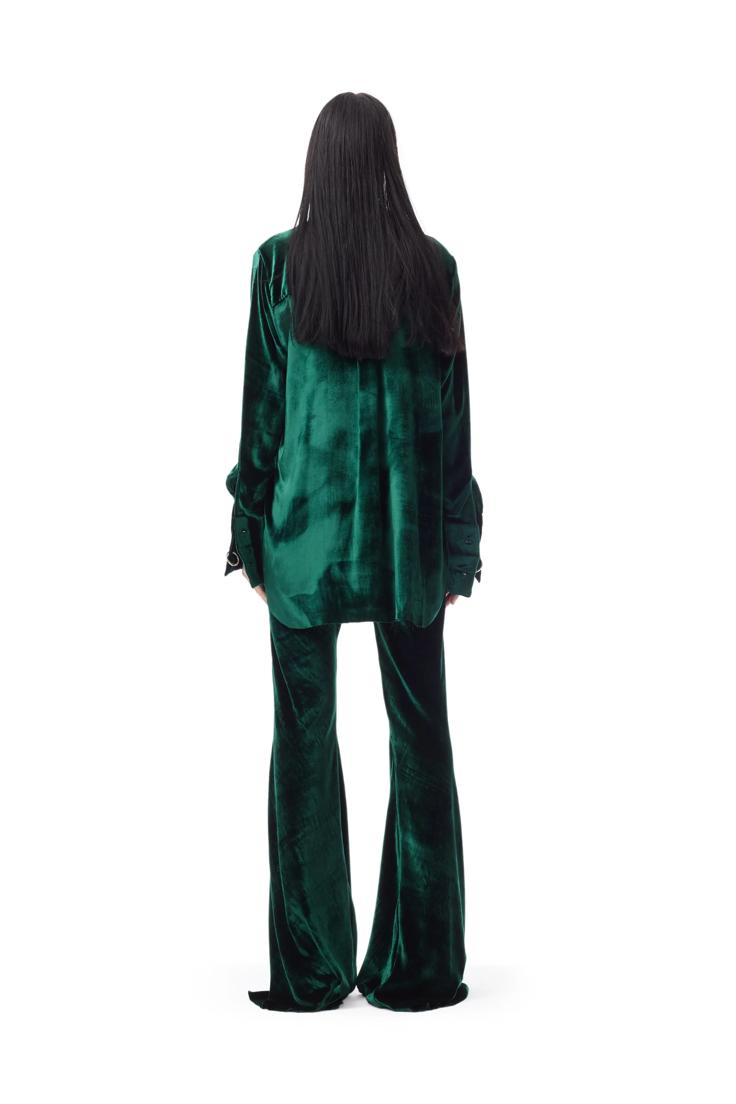 GREEN VELVET FLARE TROUSERS sold by Marques ’ Almeida product image thumbnail 3
