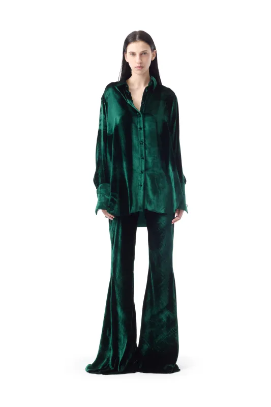 GREEN VELVET FLARE TROUSERS sold by Marques ’ Almeida