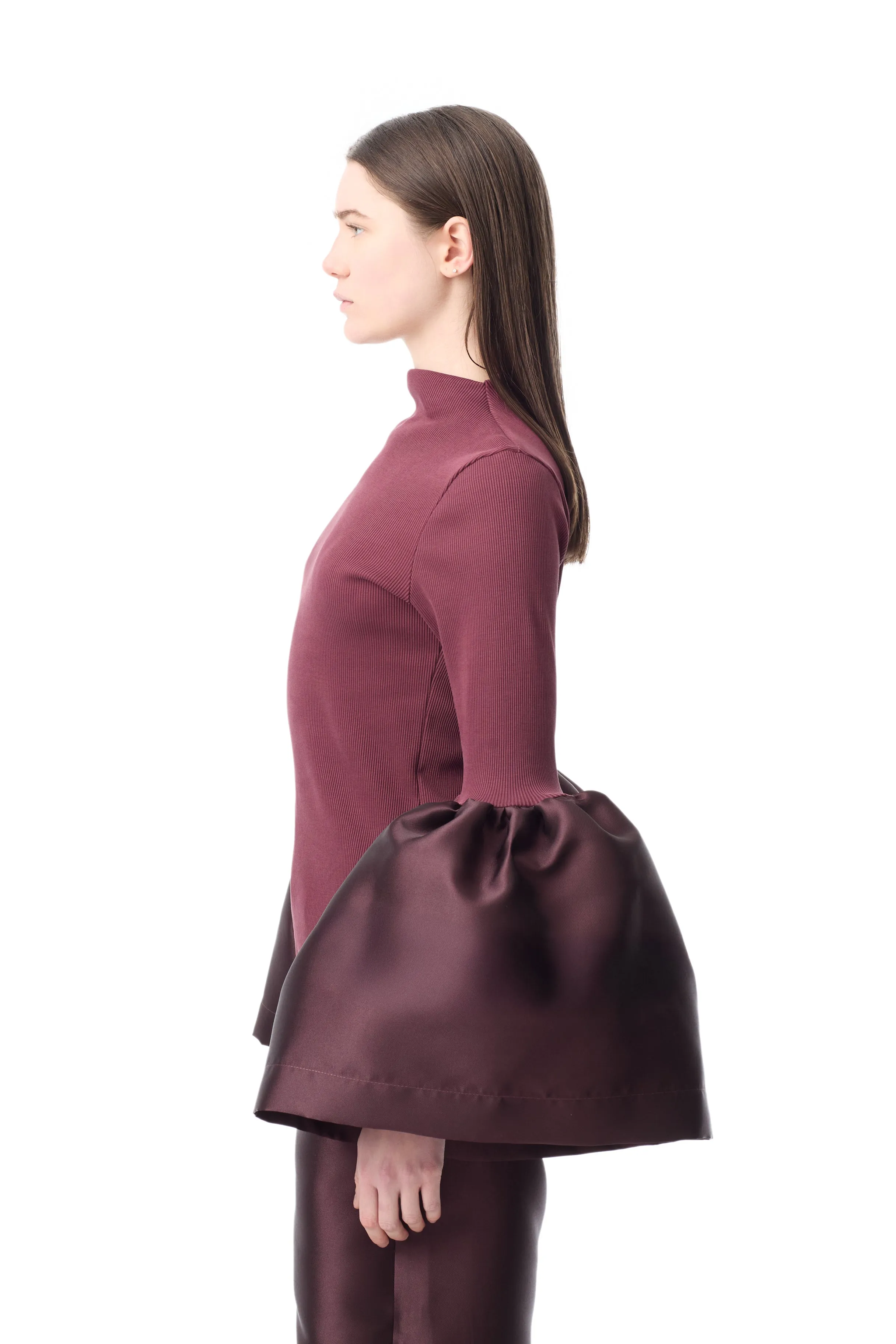 BURGUNDY TURTLENECK PUFF SLEEVE TOP sold by Marques ’ Almeida product image thumbnail 4