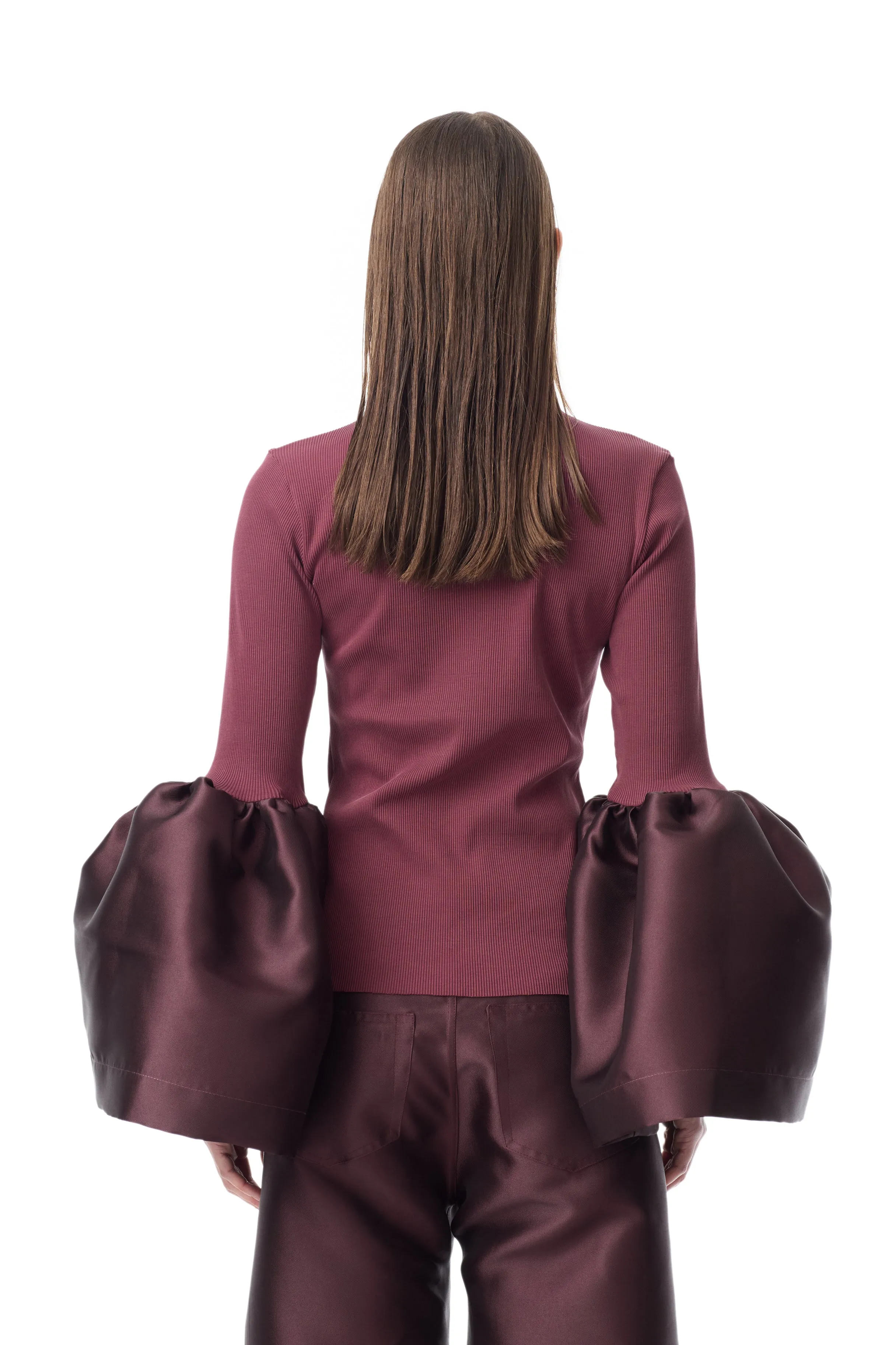 BURGUNDY TURTLENECK PUFF SLEEVE TOP sold by Marques ’ Almeida product image thumbnail 3