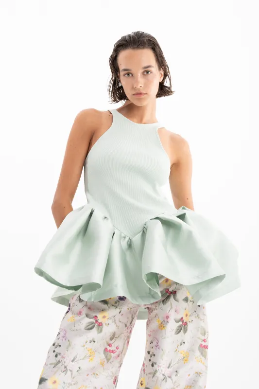 LIGHT GREEN PEPLUM TANK TOP made by Marques ’ Almeida