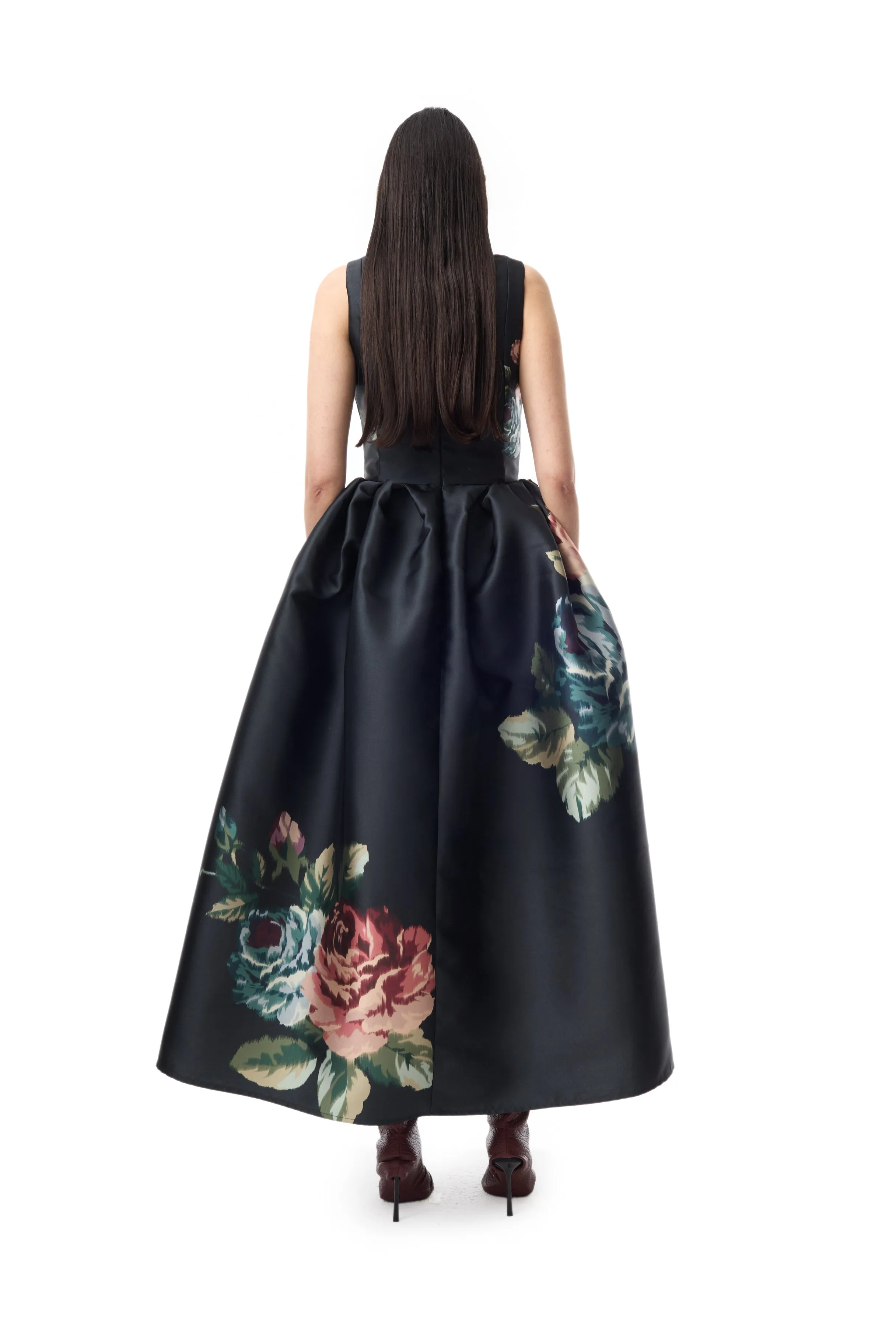 BLACK FLOWER PRINTED PRINCESS DRESS sold by Marques ’ Almeida product image thumbnail 3