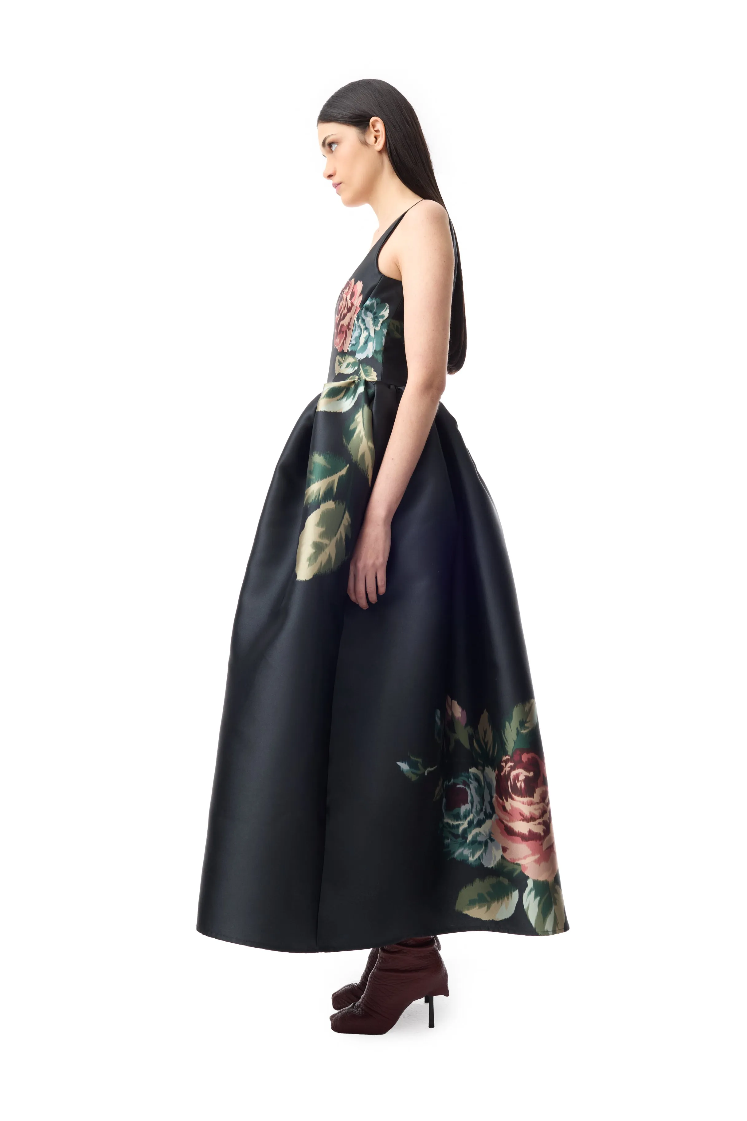 BLACK FLOWER PRINTED PRINCESS DRESS sold by Marques ’ Almeida product image thumbnail 5