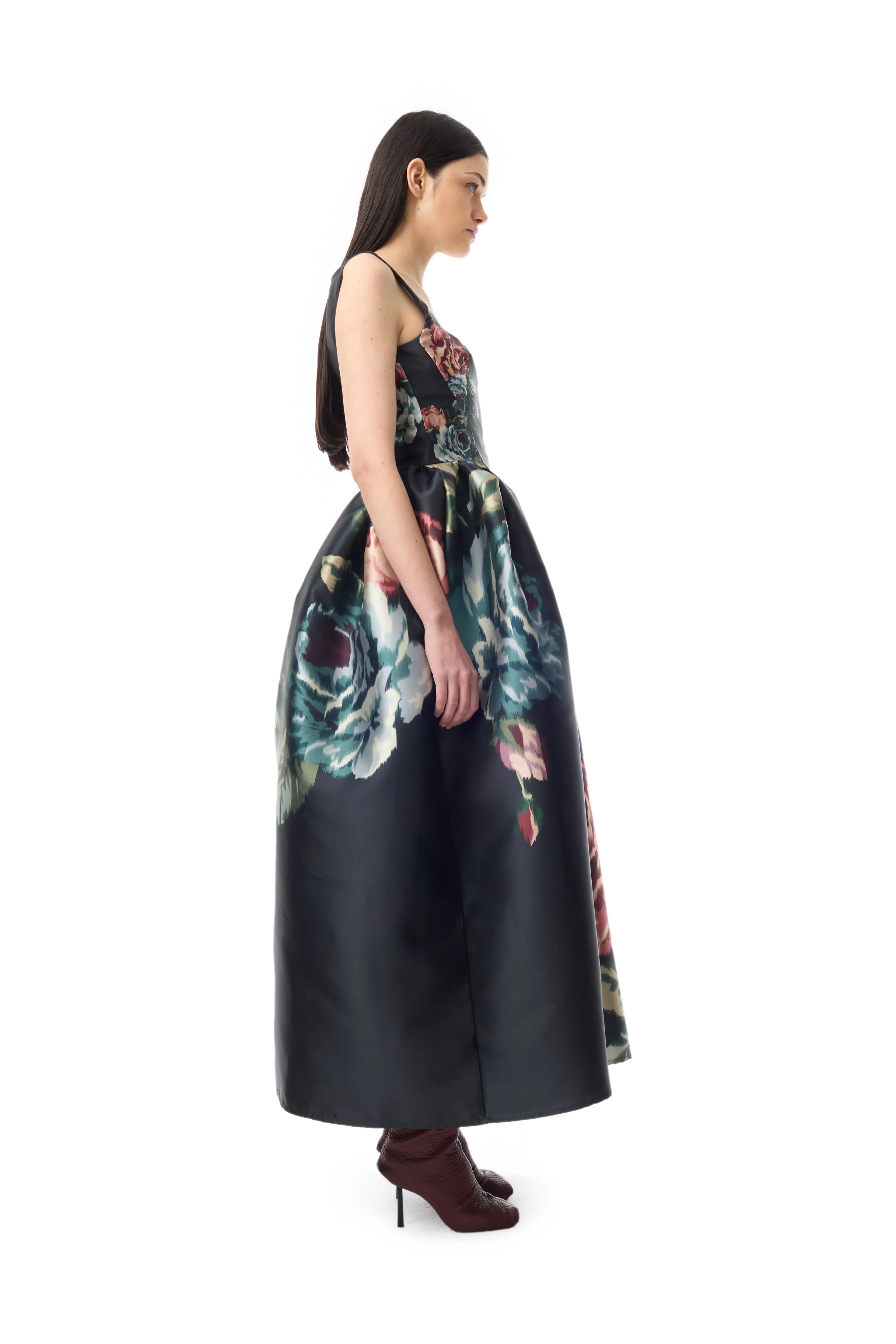 BLACK FLOWER PRINTED PRINCESS DRESS sold by Marques ’ Almeida product image thumbnail 4