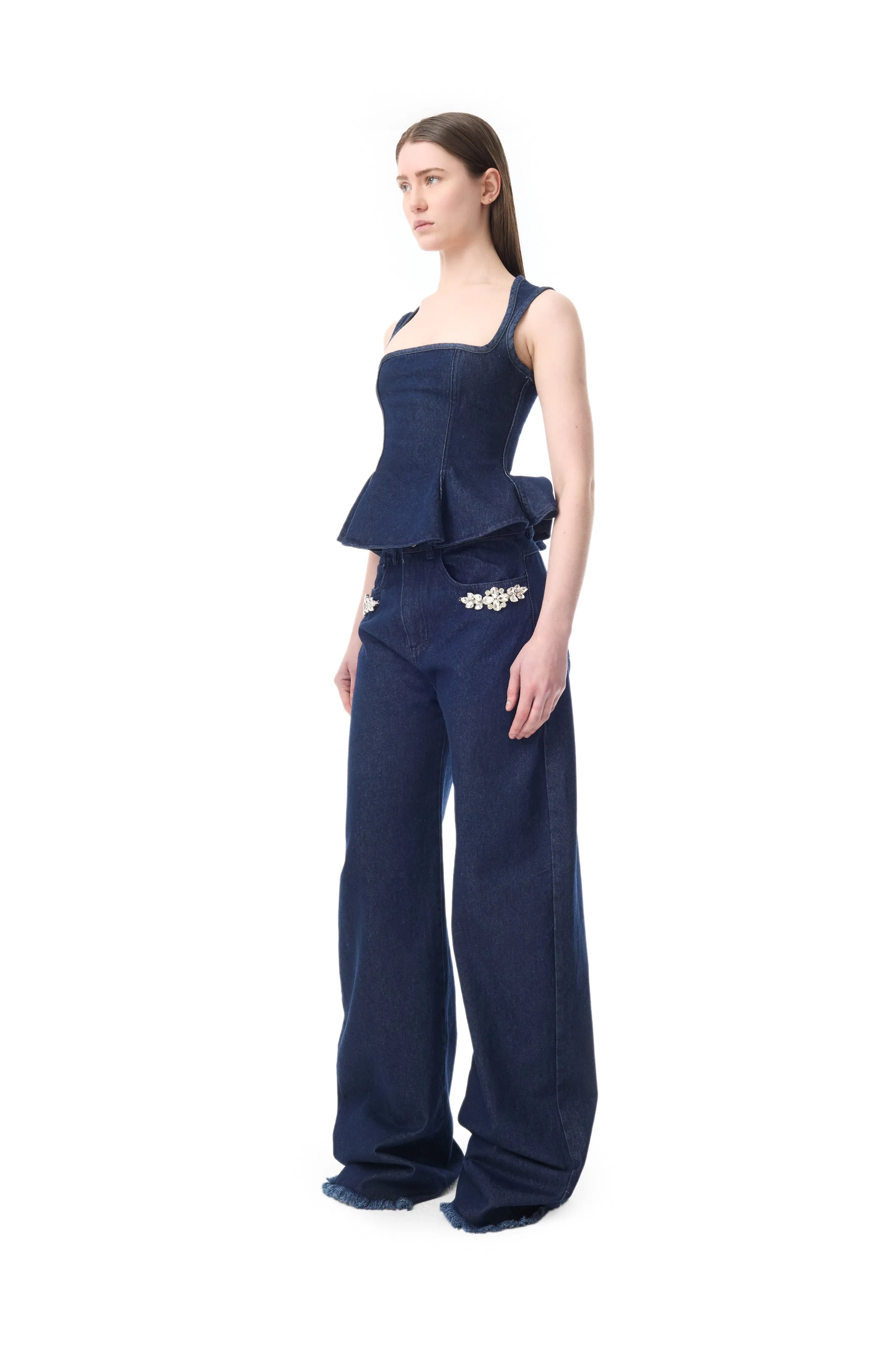 INDIGO DENIM EMBELLISHED BOYFRIEND TROUSERS sold by Marques ’ Almeida product image thumbnail 4